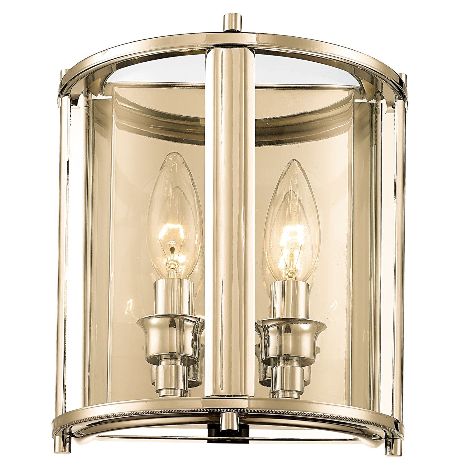 Wandleuchte Metall Glas H: 23 cm klein in Gold 2x E14