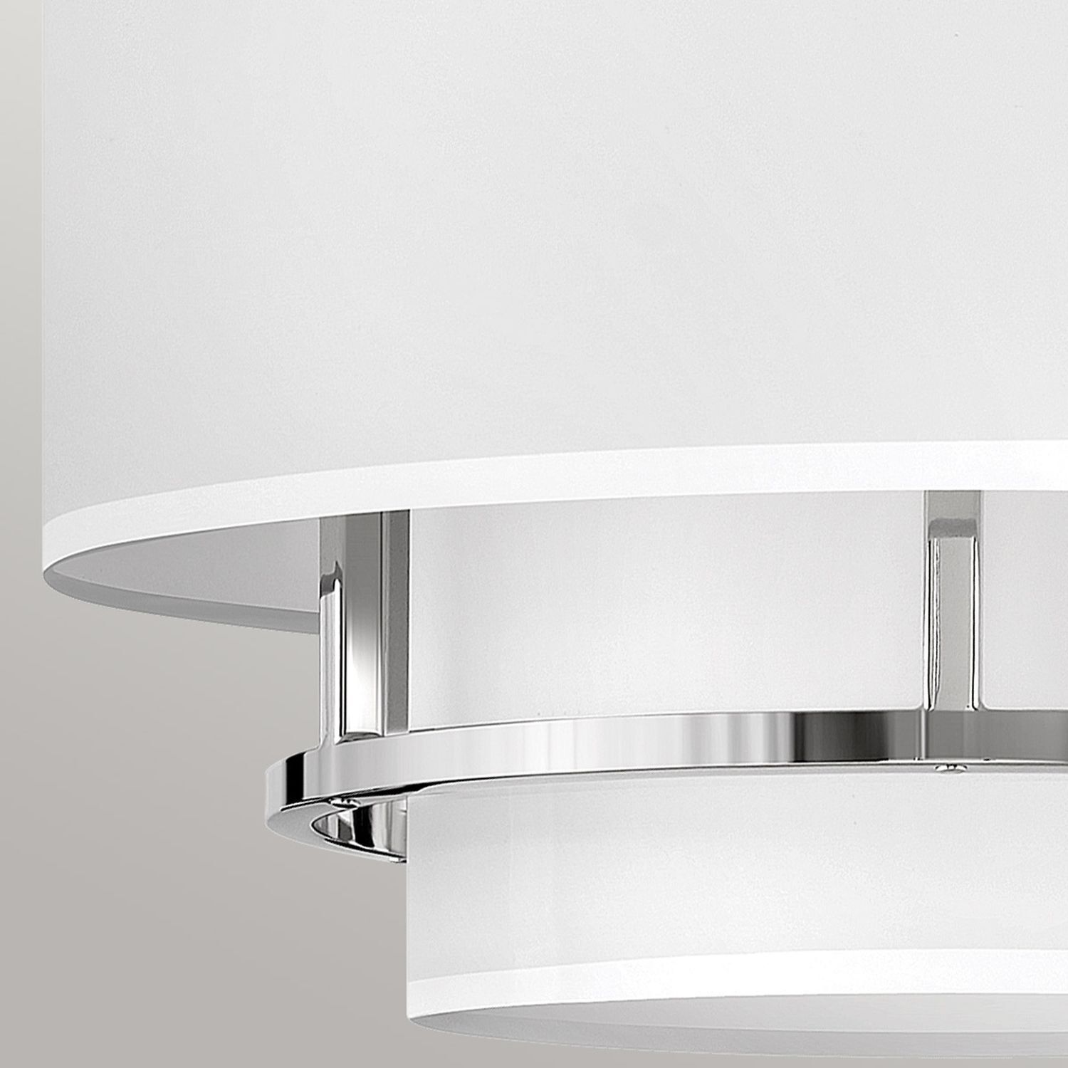 Plafonnier tissu métal rond Ø 40,6 cm 3x E14 blanc nickel