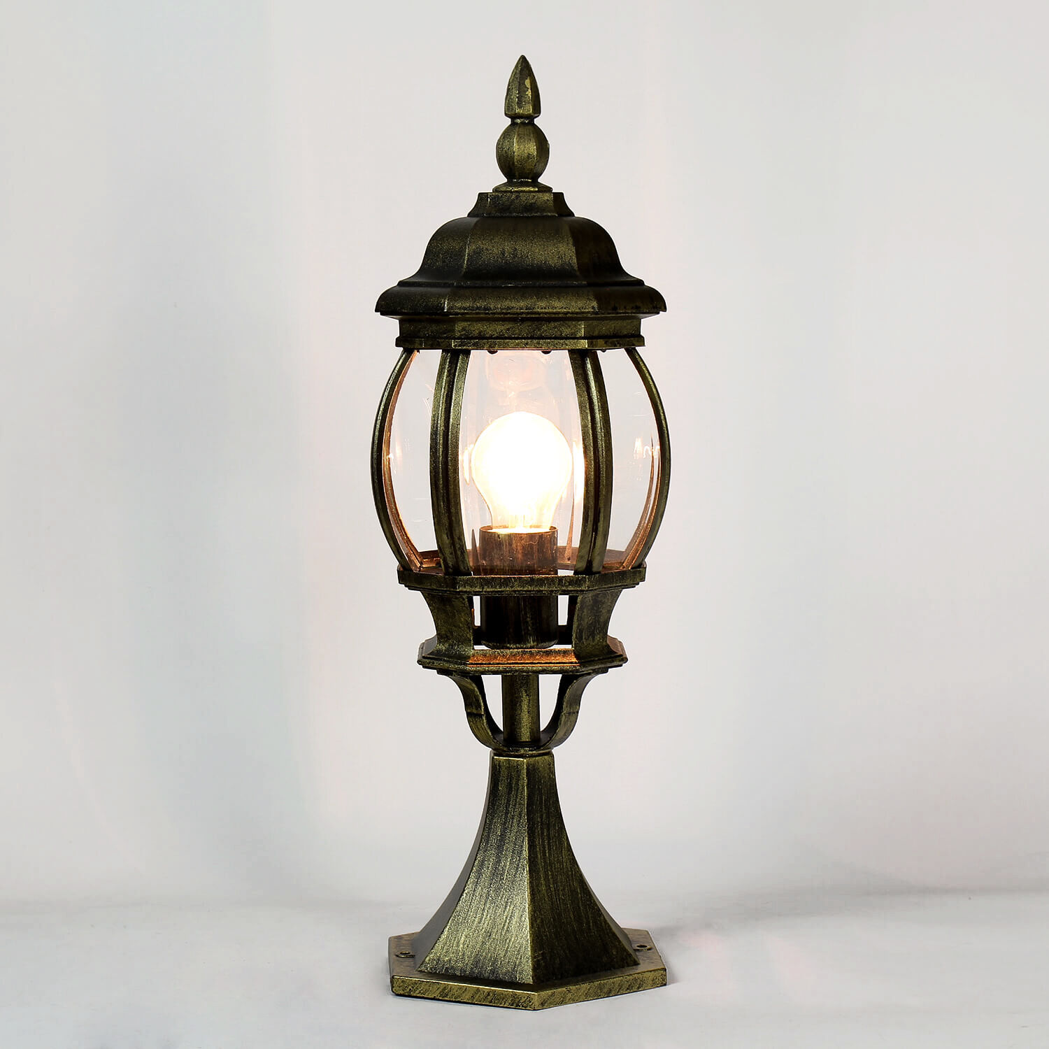 Petit lampadaire sur socle pour l'extérieur or antique 50,5cm Lampe, Lampenschirm