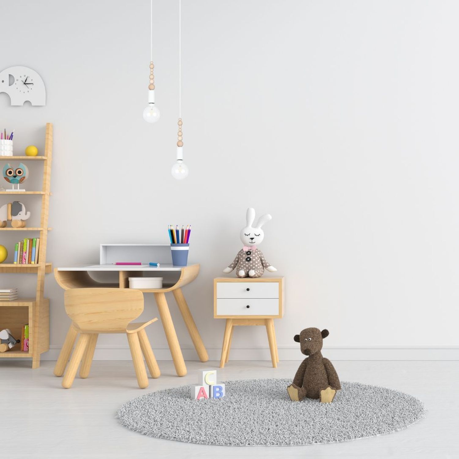 Suspension bois métal blanc E27 Ø14 cm rond confortable Moebel, Tabelle, Dekoration für Zuhause, Schreibtisch, Teppich