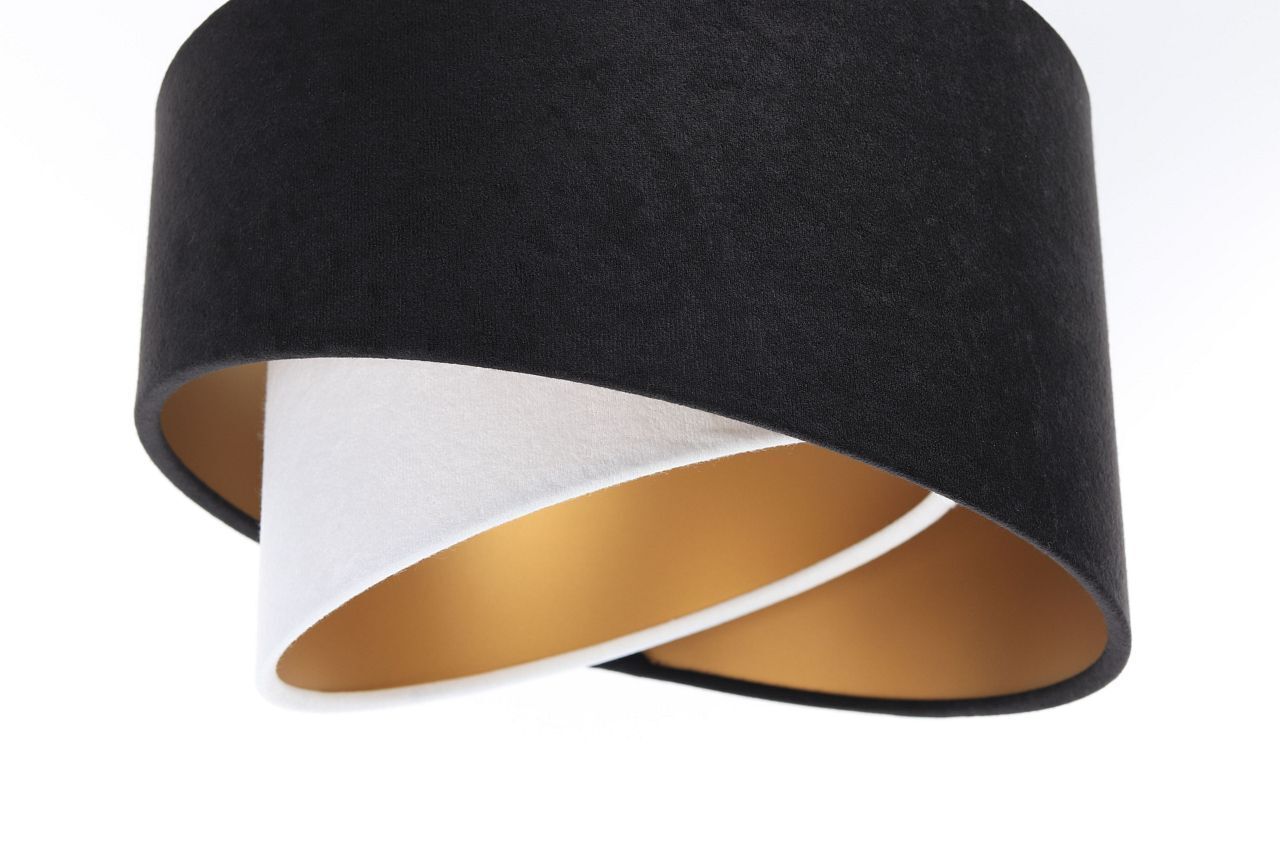 Pendelleuchte Stoff 3-flammig E27 in Weiß Schwarz Gold Lampe, Lampenschirm
