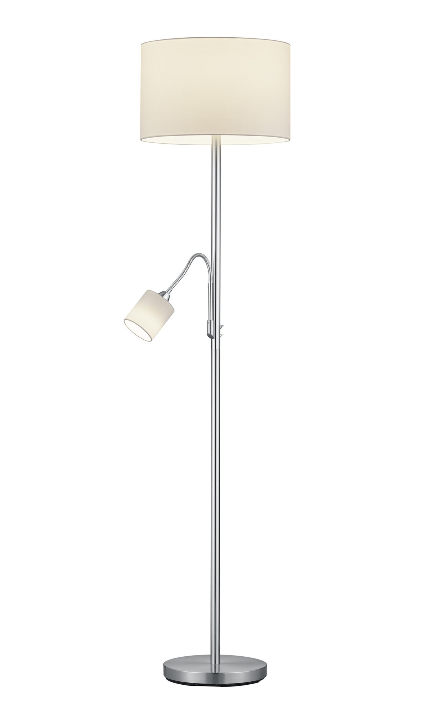 Lampadaire Tissu Métal hauteur 170 cm E27 E14 Nickel Blanc