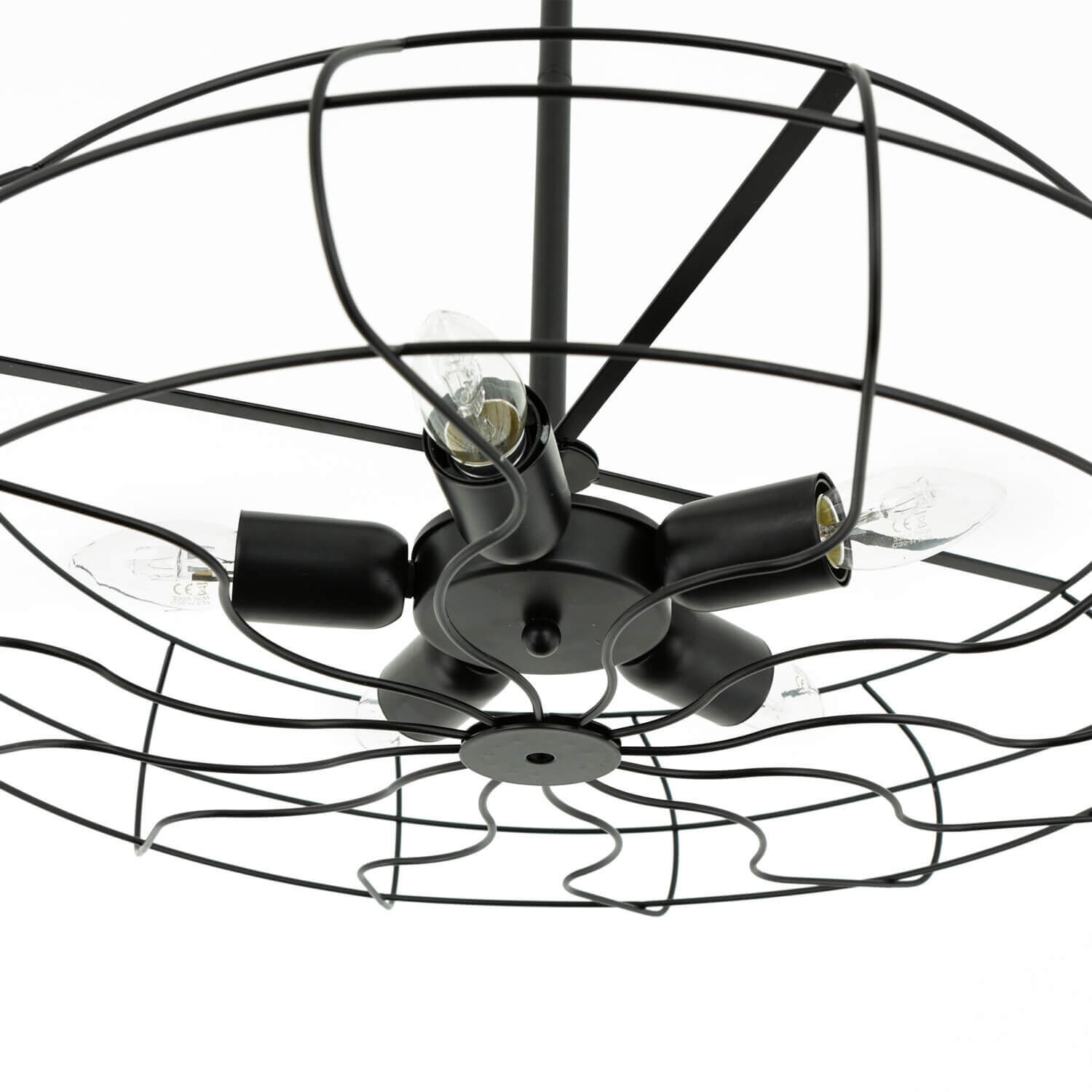 Plafonnier Métal Noir Ø 56 cm 5x E27 Rétro Gerät, Elektrisches Gerät, Deckenventilator