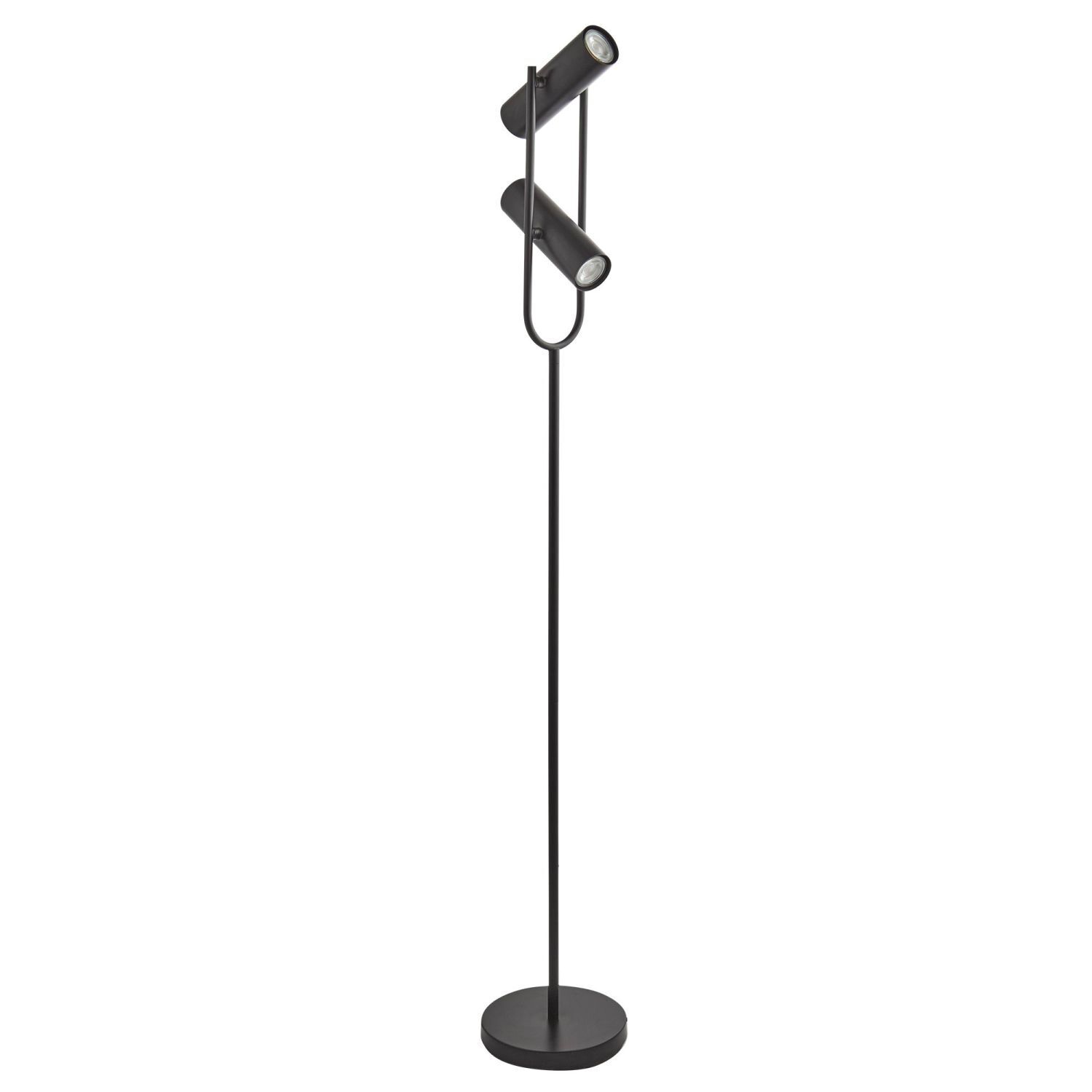 Lampadaire 2 flammes noir GU10 150 cm métal ajustable