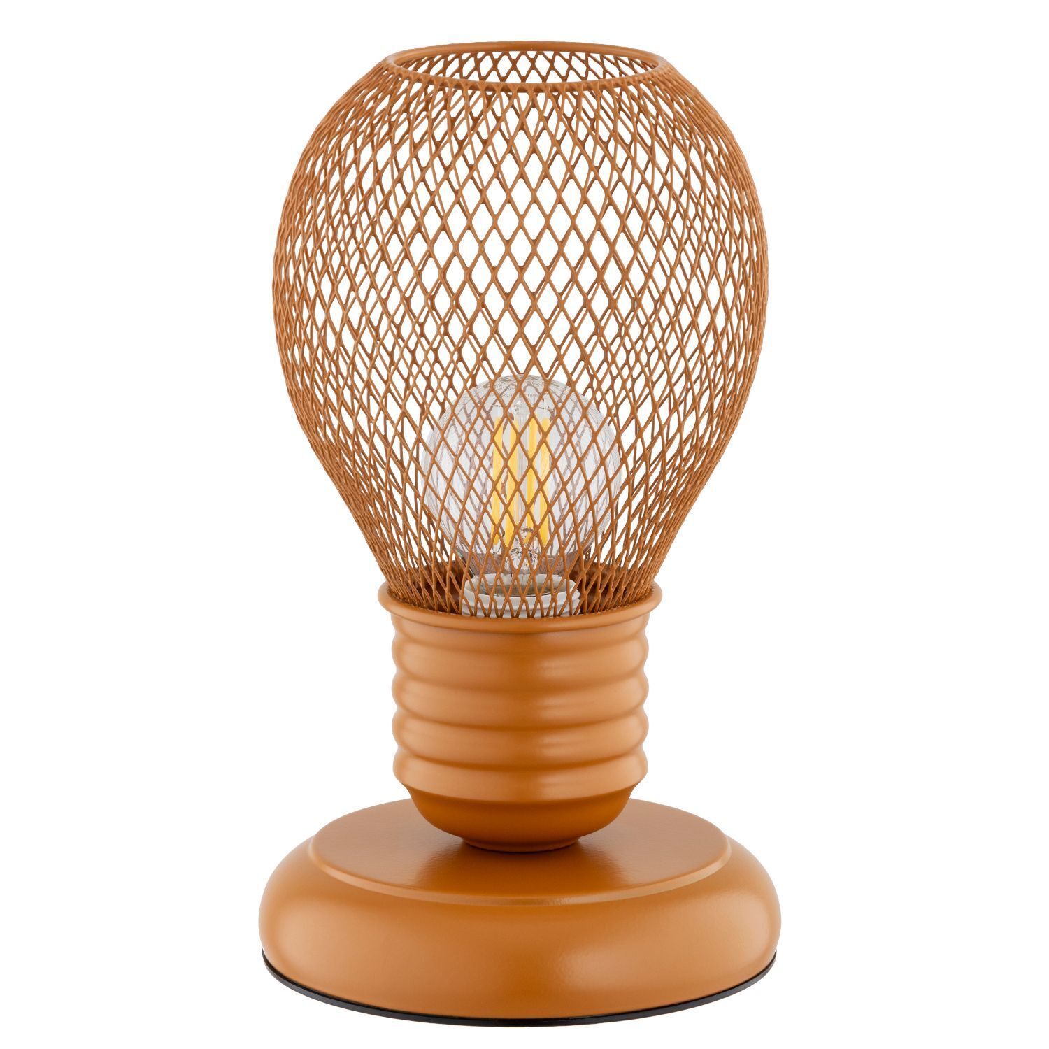 Lampi generell, Metallgitterlampe, Oranger Lampensockel, Glühbirne enthalten, Tischlampe
