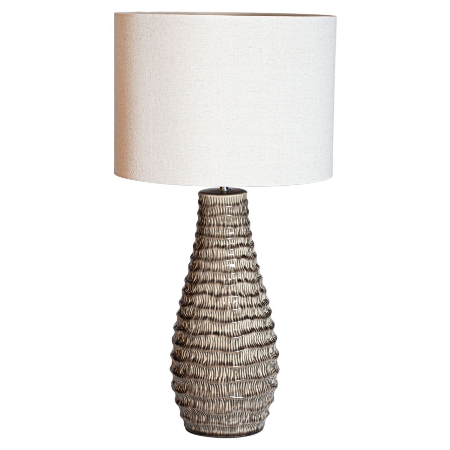 Lampe de chevet tissu céramique 74 cm de haut brun blanc E27 Lampe, Tischlampe, Lampenschirm