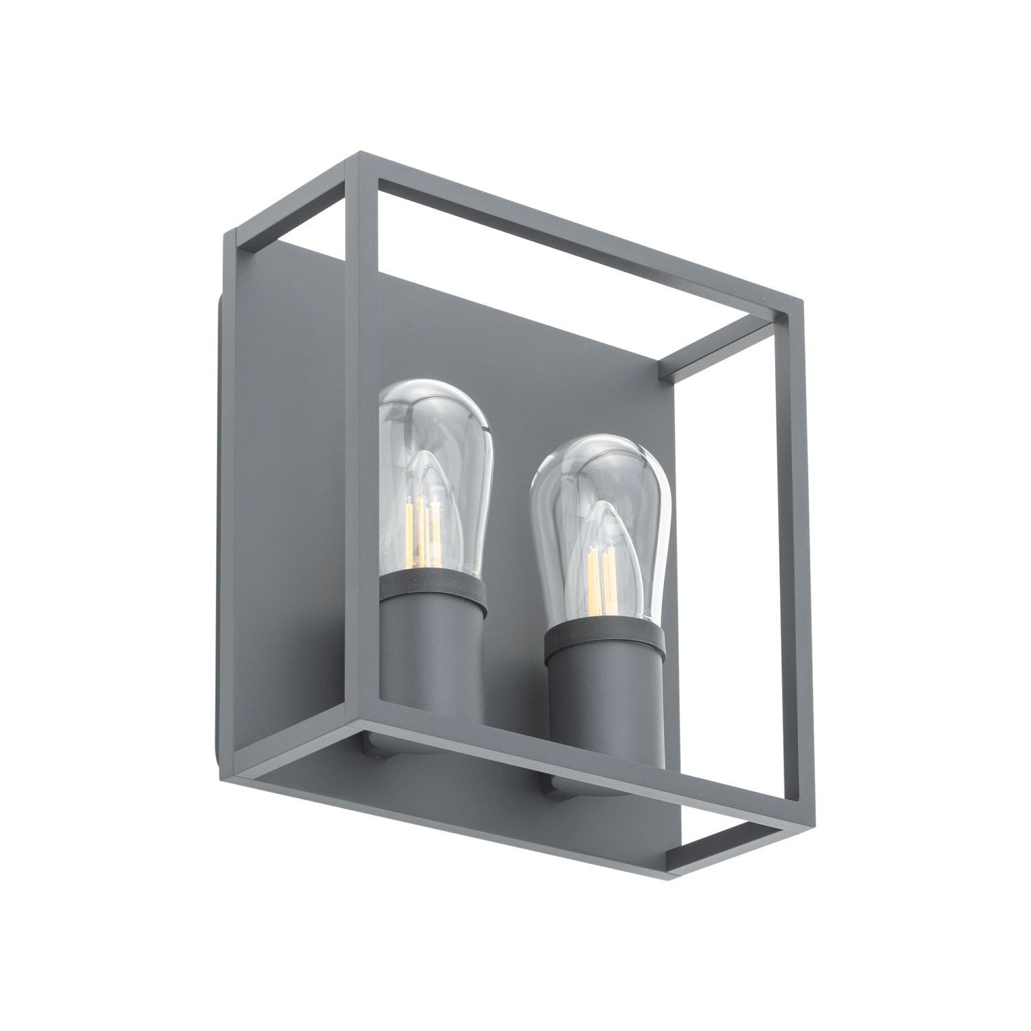 Wandleuchte außen 2-flammig IP54 Graphit E14 Glas Aluminium