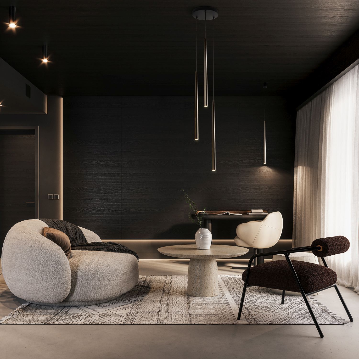 Hängelampe Metall Ø 5,2 cm Schwarz Gold G9 höhenverstellbar Innenarchitektur, Inneneinrichtung, Teppich, Stuhl, Couch