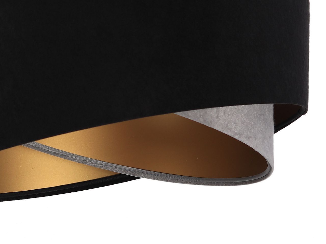 Suspension Noir Gris Or E27 ronde Ø 50 cm Tissu Lampe, Lampenschirm