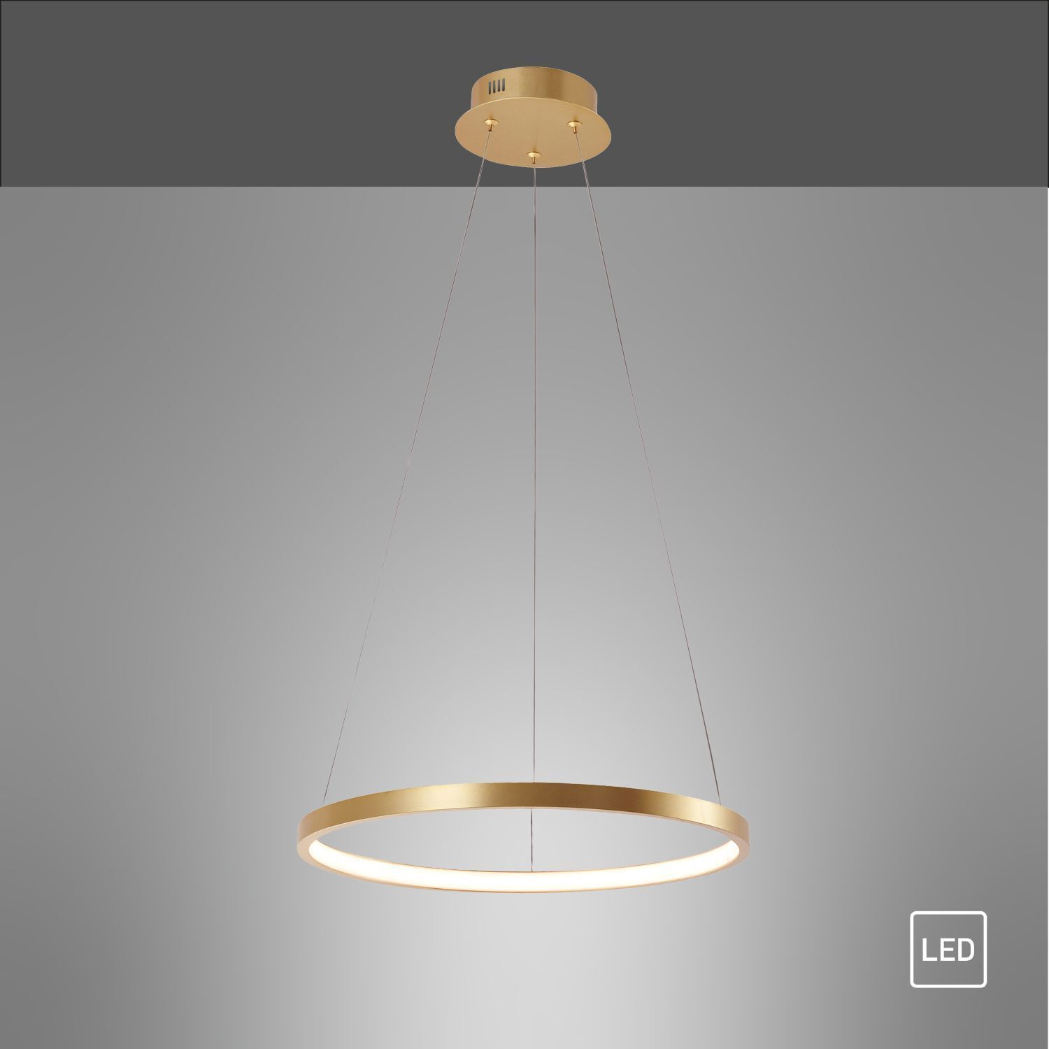 LED Hängelampe Ring in Gold Metall Ø39 cm 2450 lm 19 W Leuchter, Lampe, Deckenleuchte, Leuchte