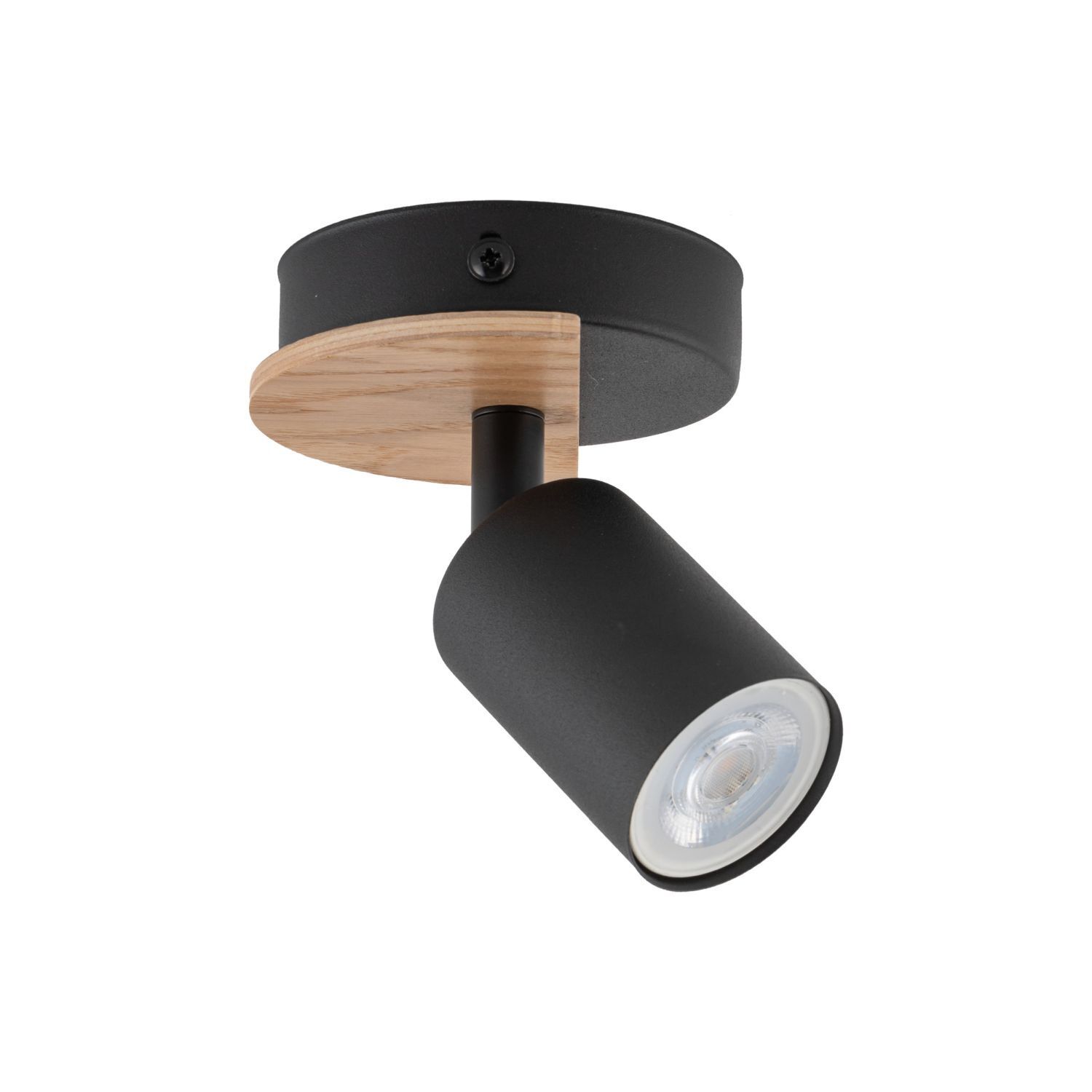 Spot métal bois orientable noir naturel GU10
