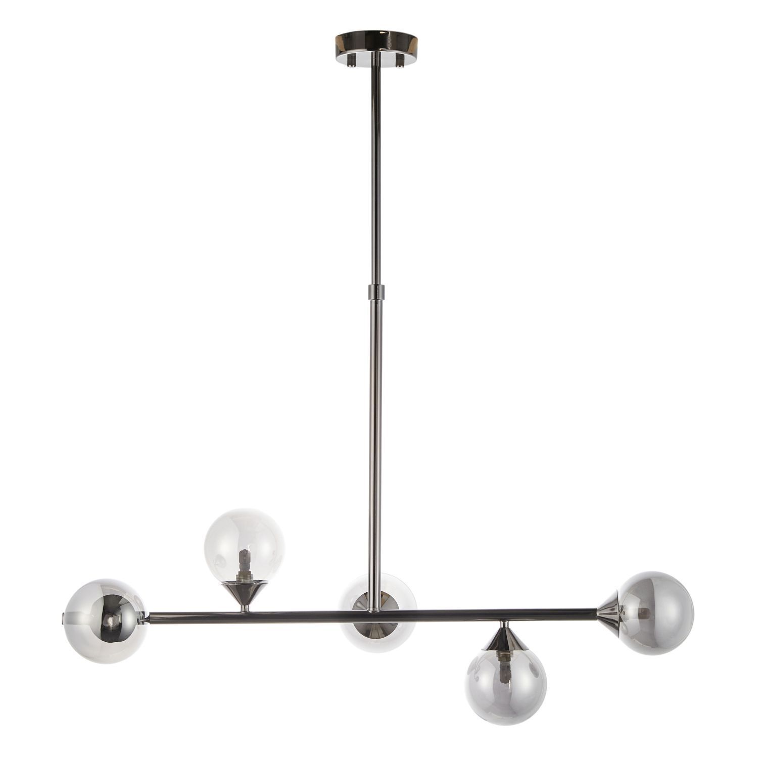 Deckenlampe Rauchglas Metall 90 cm lang H: max. 117 cm G9