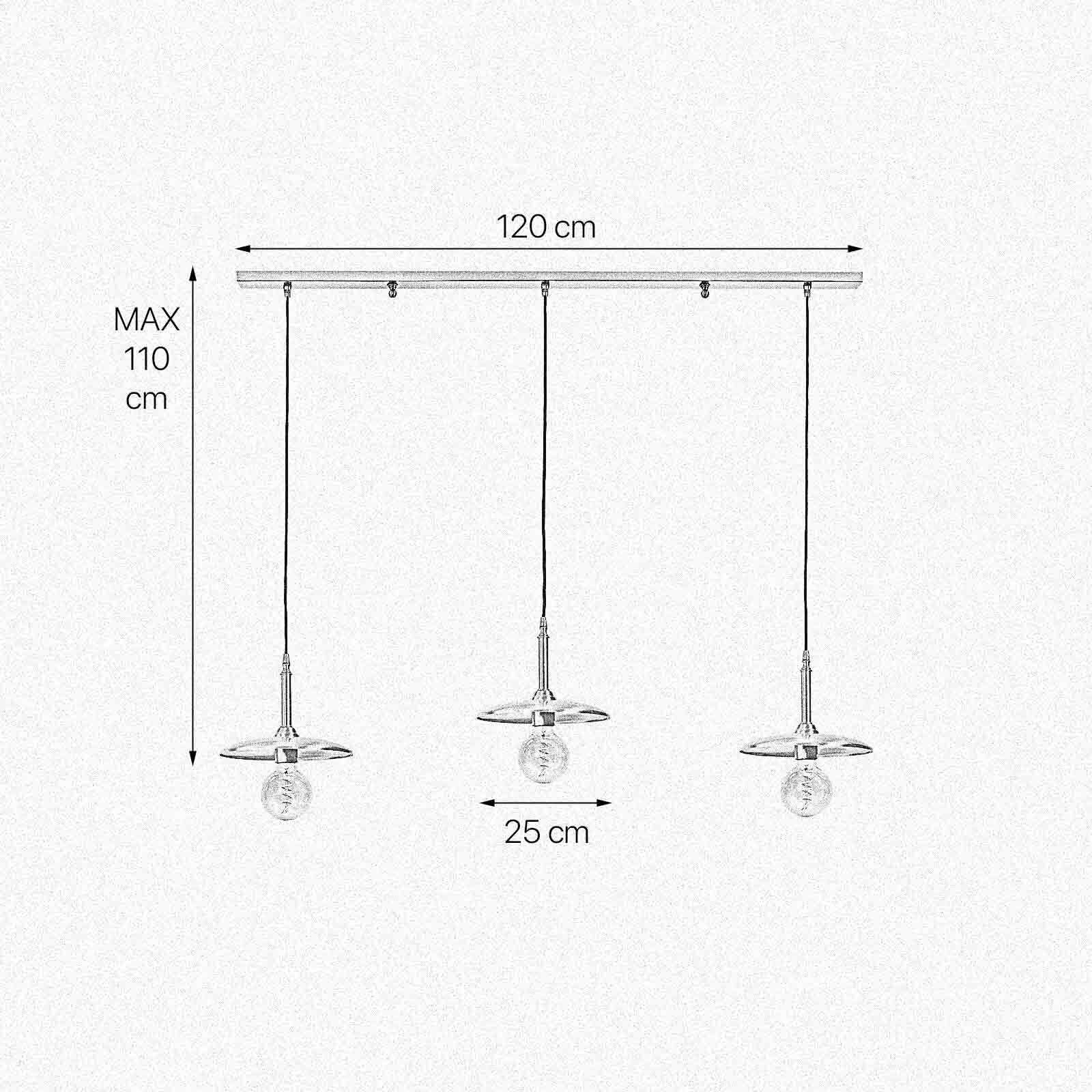 Lampe à suspendre 3 flammes en bronze clair E27 laiton massif