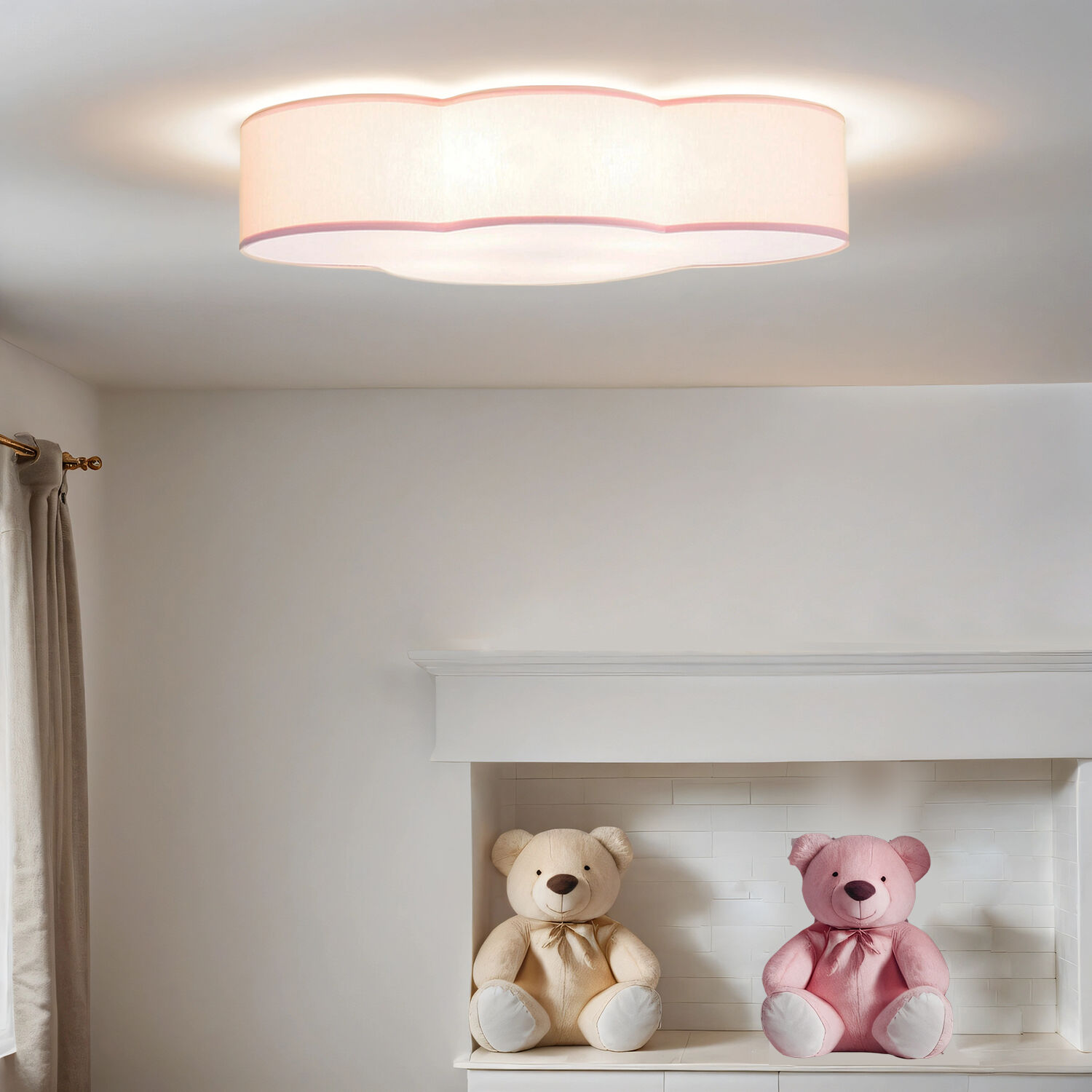 Wolkenlampe Rosa Stoff 62 cm lang 4x E27 Baby Kinder