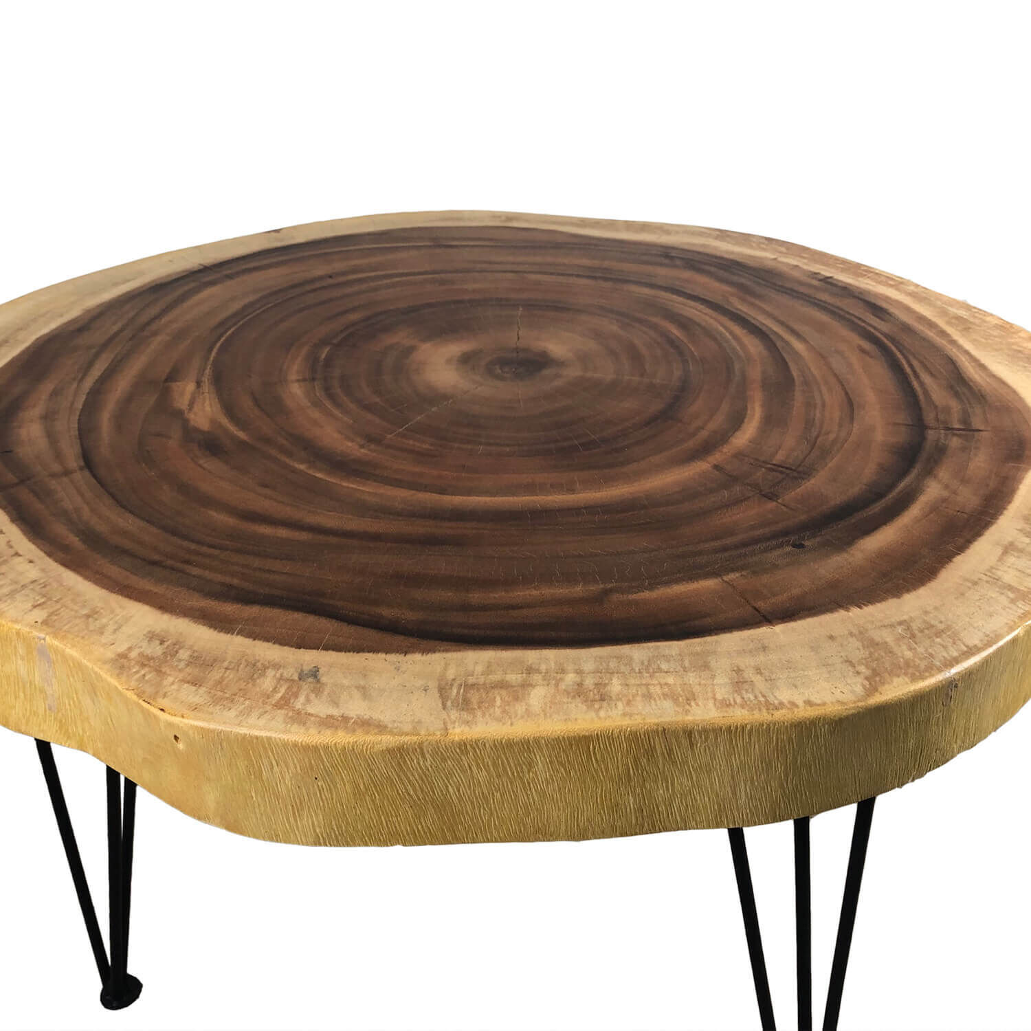 Table basse Rondelle d'arbre Bois d'acacia Métal Travail manuel Kaffeetisch, Mobiliar, Tabelle, Holz, Tischplatte