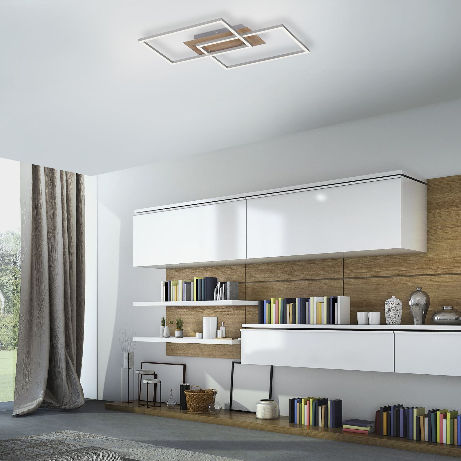 Lampe de plafonnier LED Naturel L:50,4 cm 2700-5000 K dimmable