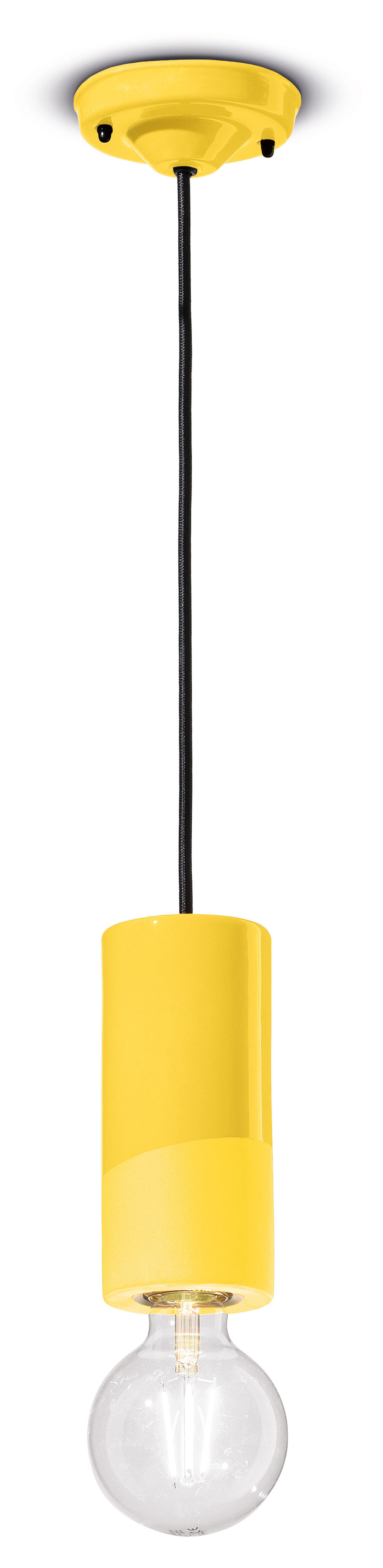 Suspension céramique E27 D : 8 cm Jaune rond ENRICO