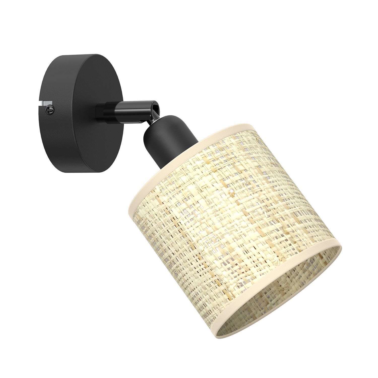 Wandstrahler Rattan Metall Natur Schwarz E14 flexibel