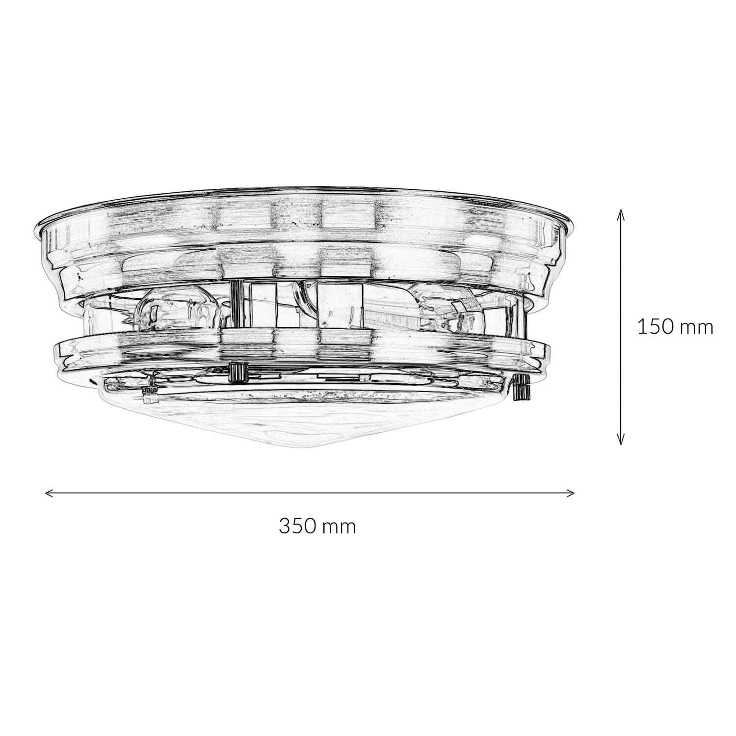 Deckenlampe IP44 Ø 35 cm Chrom rund 2x E27 Glas Metall Bad