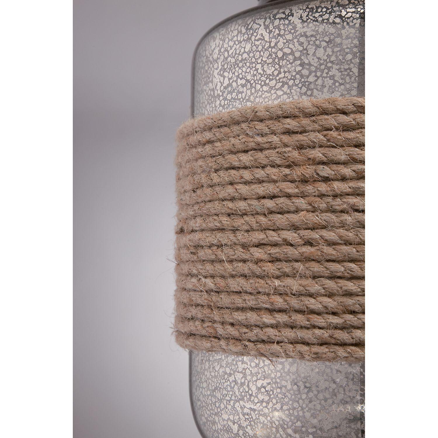 Tischleuchte Glas Leinen Klassisch 83cm in Silber Beige Seil, Drinnen, Innenarchitektur