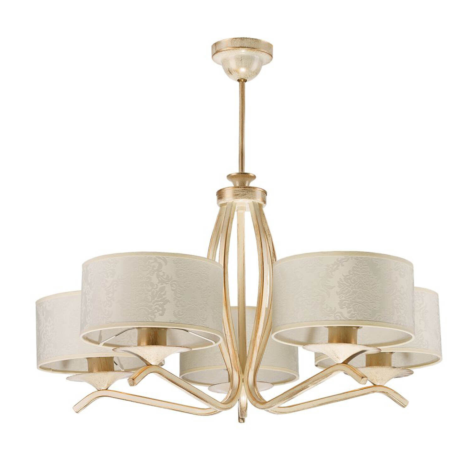 Deckenlampe Gold Weiß Ø66cm Esstisch Leuchte 5xE27 Leuchter, Lampe, Klebeband, Deckenleuchte, Leuchte