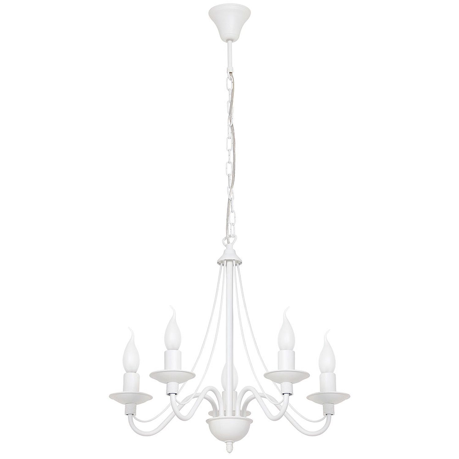 Kronleuchter Metall Weiß 5 Arme Rustikal Esszimmer Leuchter, Lampe