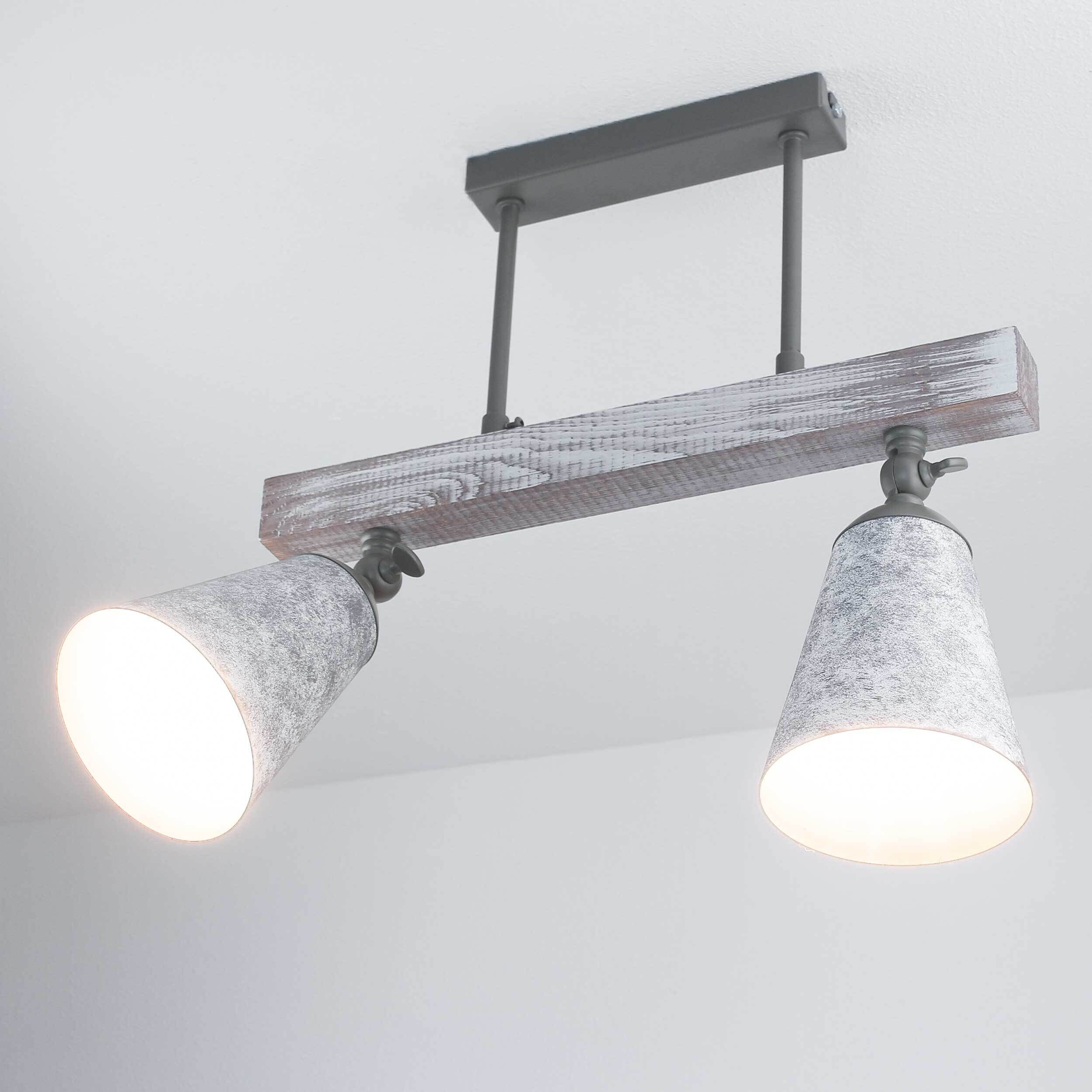 Küche Deckenlampe AGAP Echtholz Shabby Weiß 2xE27