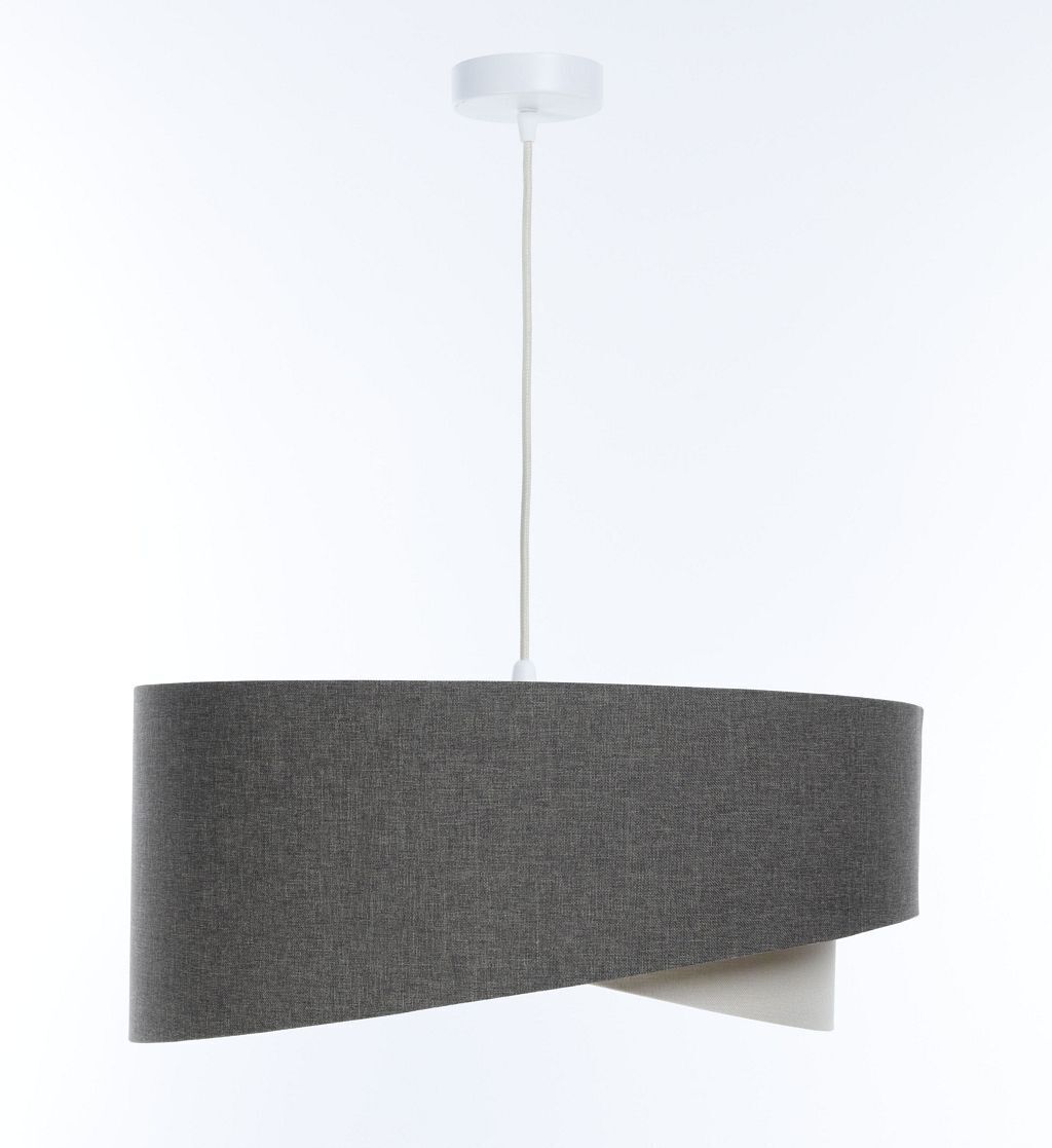 Hängelampe Grau Creme E27 rund Ø 40 cm Stoff Modern