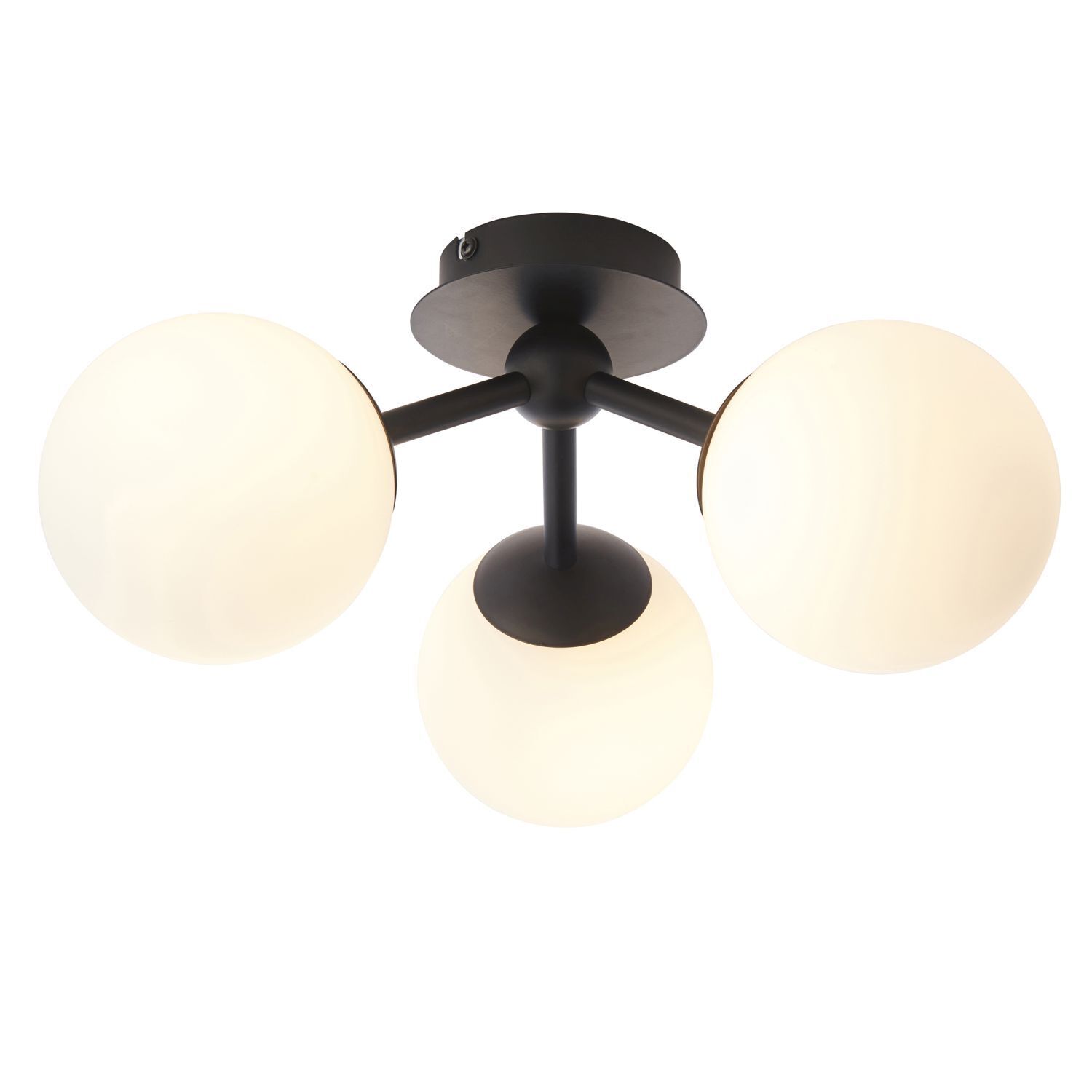 Plafonnier salle de bain verre métal IP44 noir blanc 3x G9 LEVIN