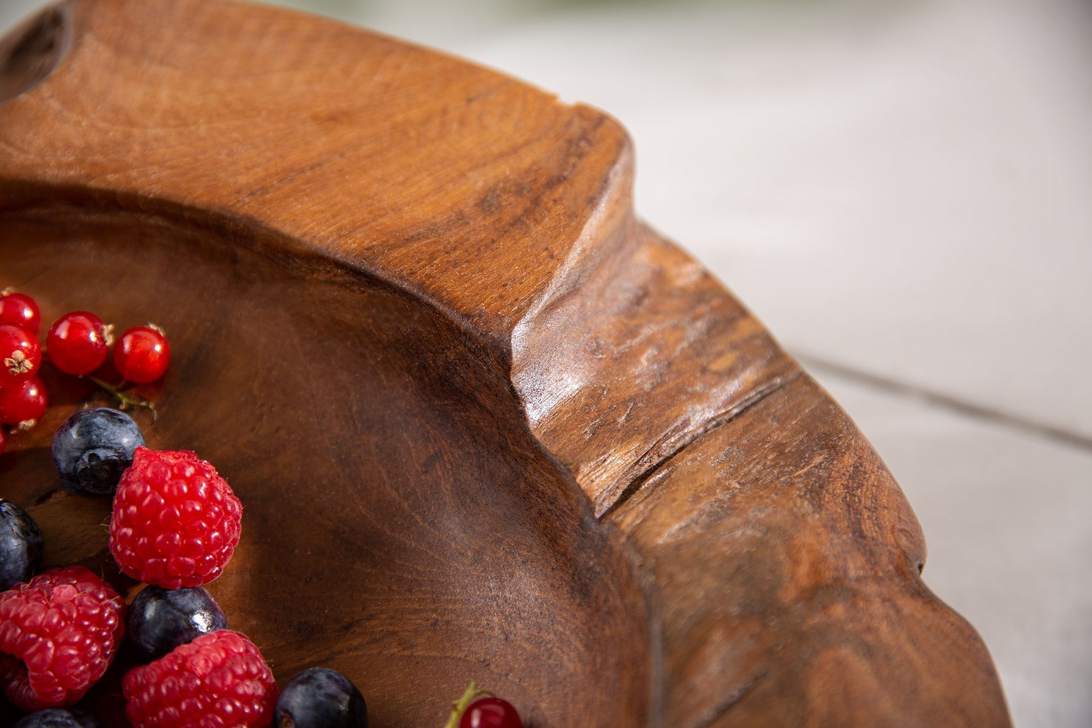 Coupe décorative en teck bois pièce unique artisanale L : 30 cm Beere, Obst, Produzieren, Himbeere, Blaubeere