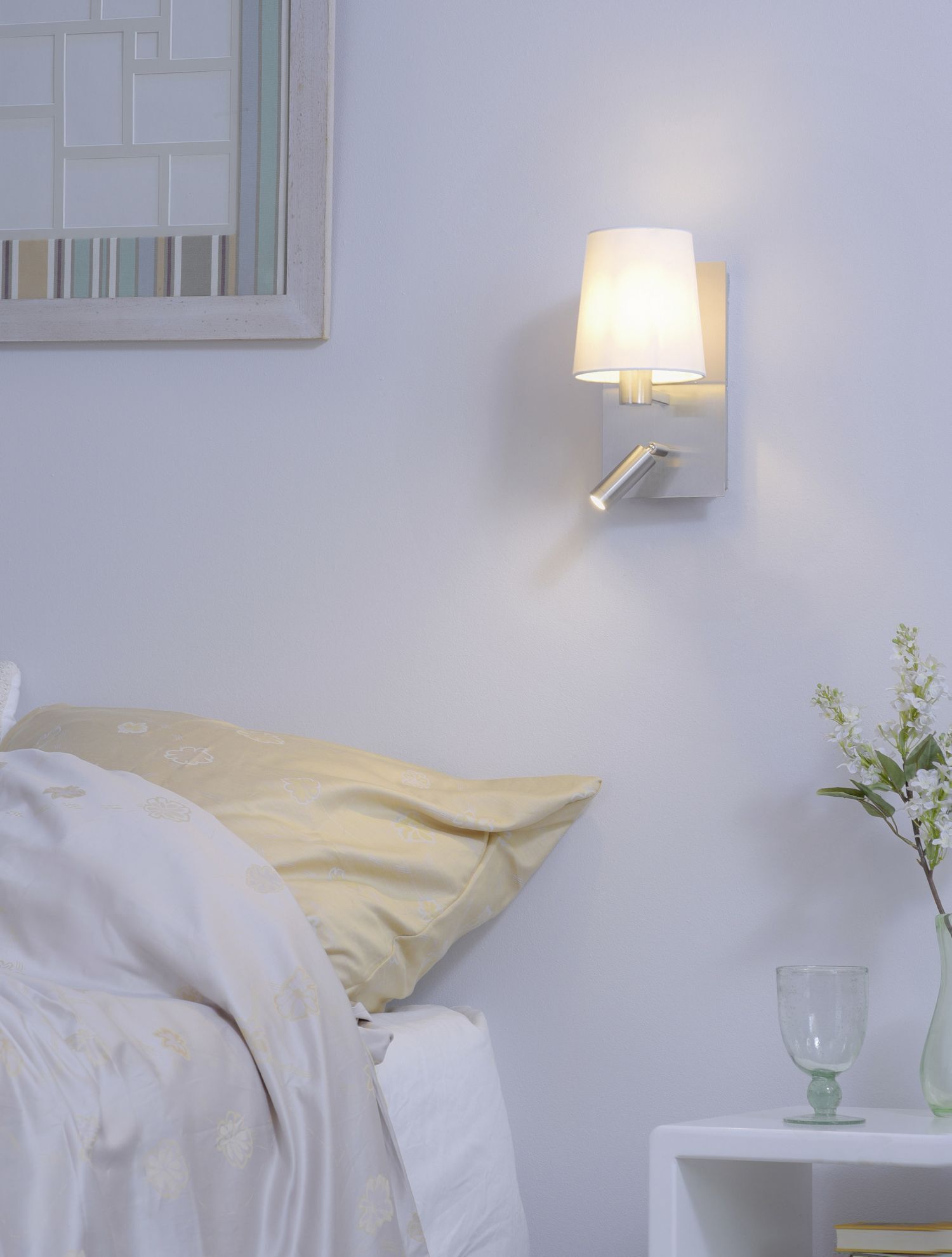 Wandlampe mit Schalter Metall Stoff Leselicht flexibel