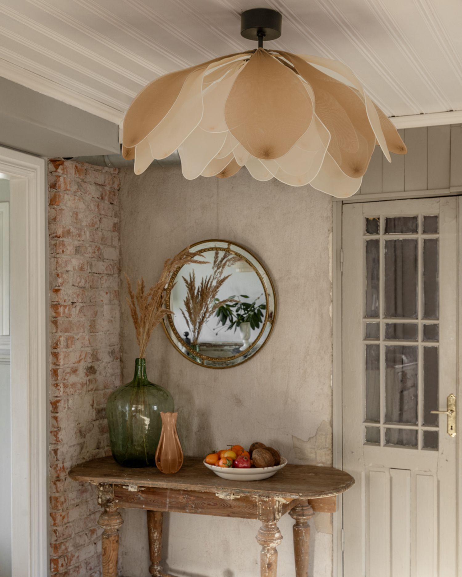 Deckenlampe Stoff Metall B: 80 cm biegsam in Natur E27 Drinnen, Innenarchitektur, Mobiliar, Tabelle, Lampe