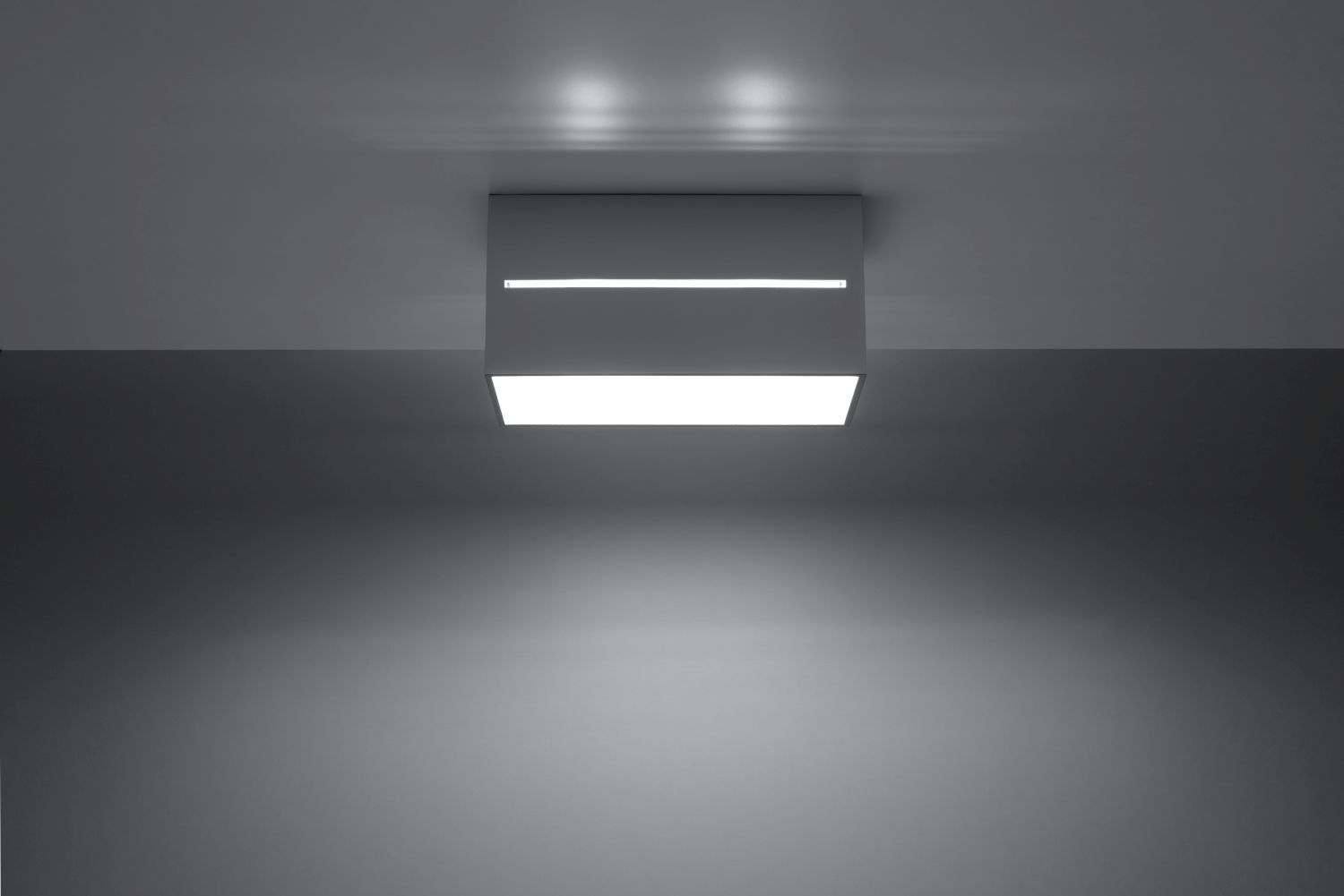 Plafonnier gris carré moderne aluminium 2x G9 couloir