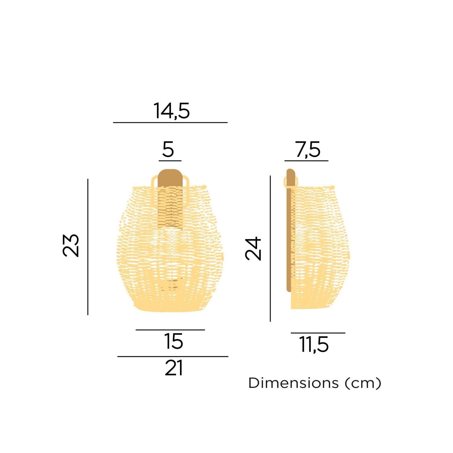 Lampe d'extérieur LED Accu Rattan H : 24,5 cm sans fil à intensité variable