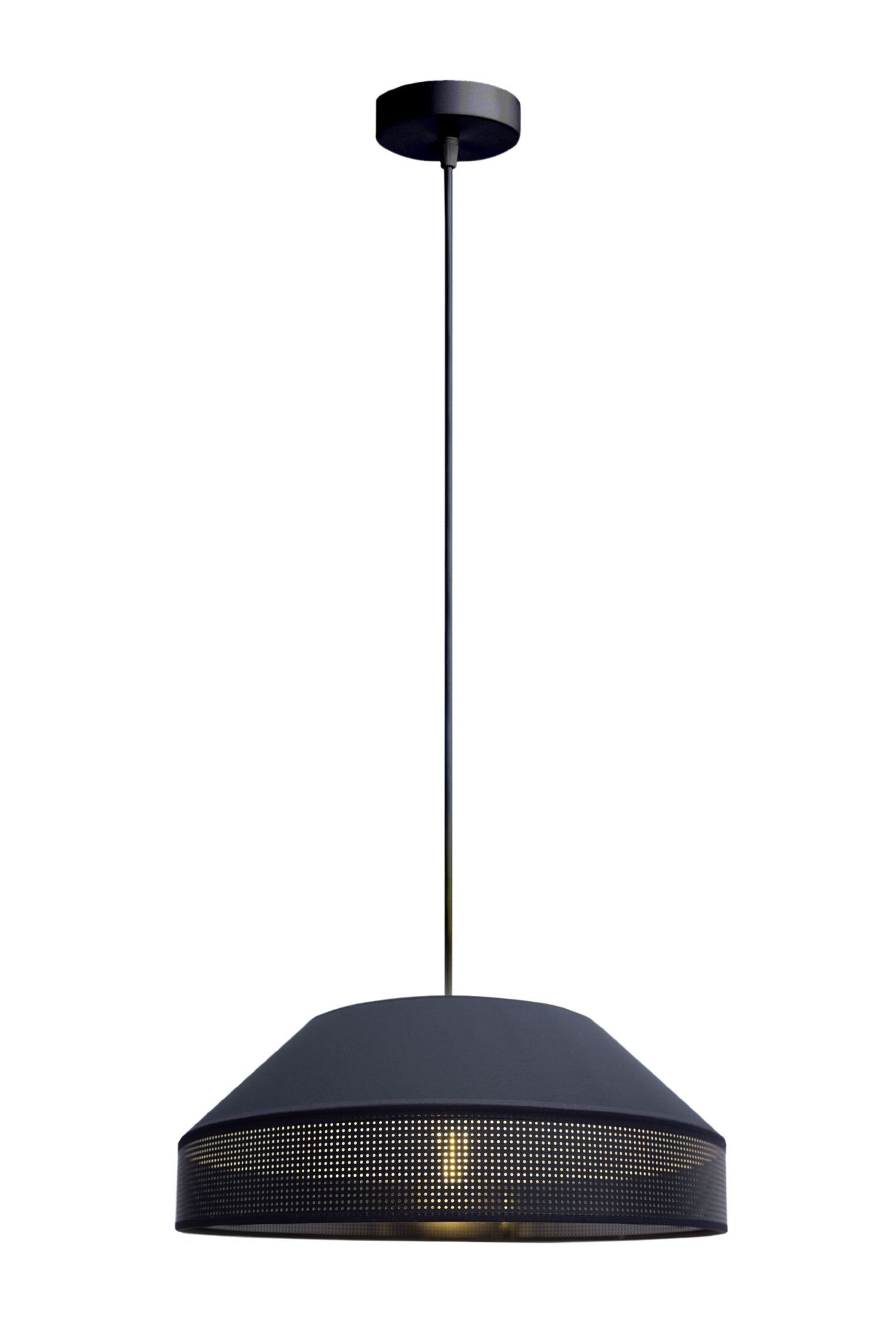 Lampe à suspendre noire tissu anti-éblouissant confortable L:45 cm E27 Lampe