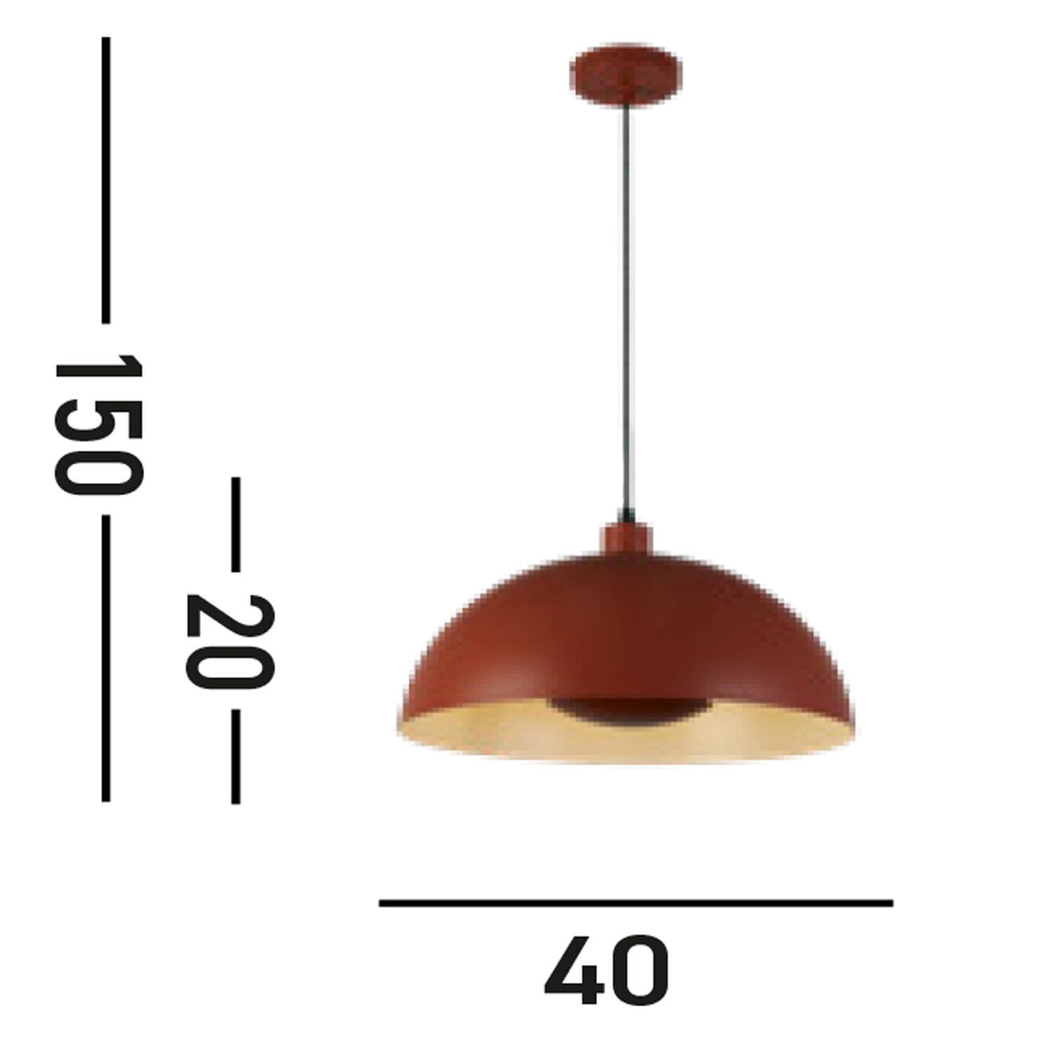 Lampe à suspendre Loft E27 jusqu'à 60 W Ø40 cm métal orange