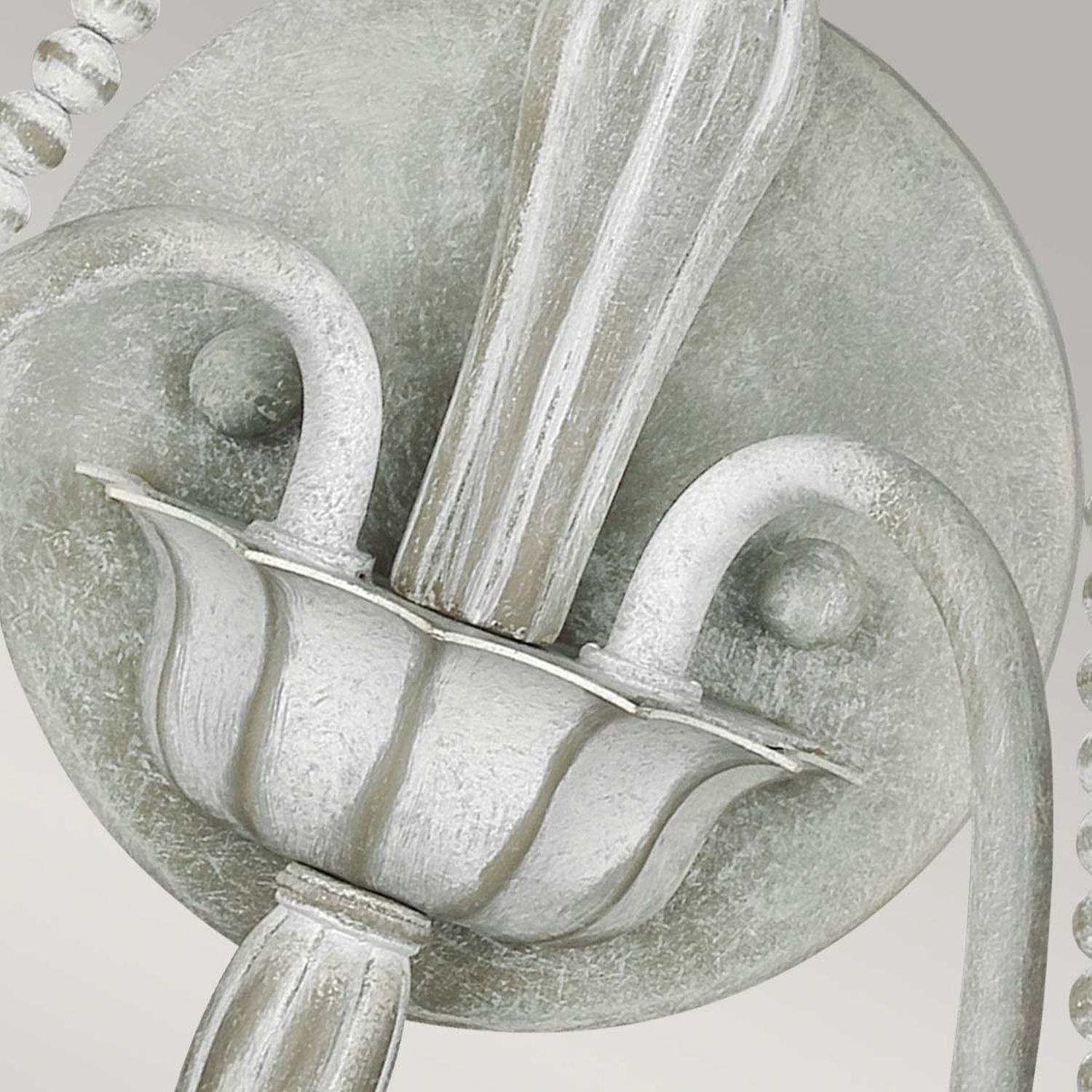 Shabby Wandleuchte Metall Holzperlen H: 53,3 cm Grau Antik Drinnen, Kunst, Architektur, Springbrunnen, Wasser