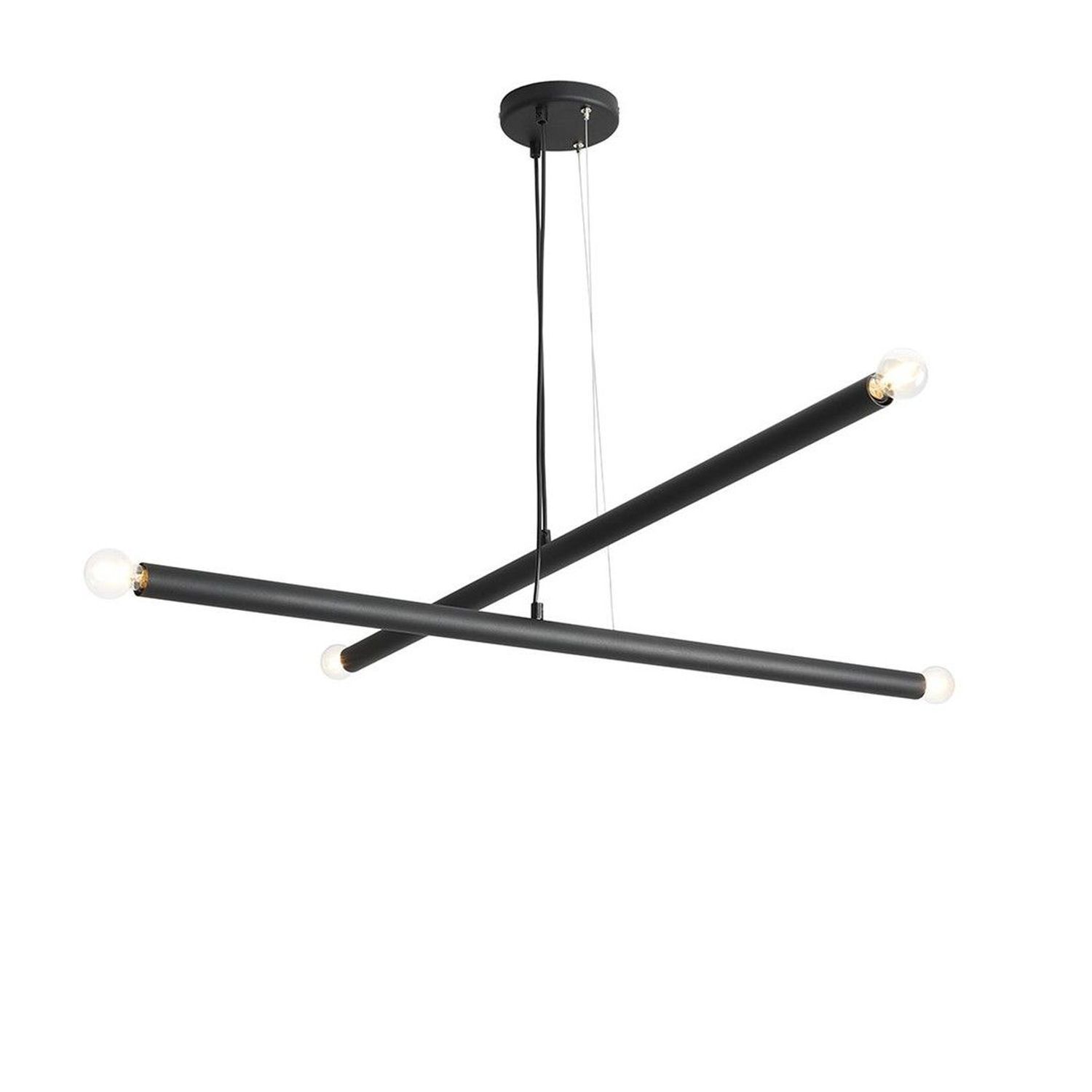 Schwarze Hängelampe Retro B:100 cm E14 4-flammig Metall