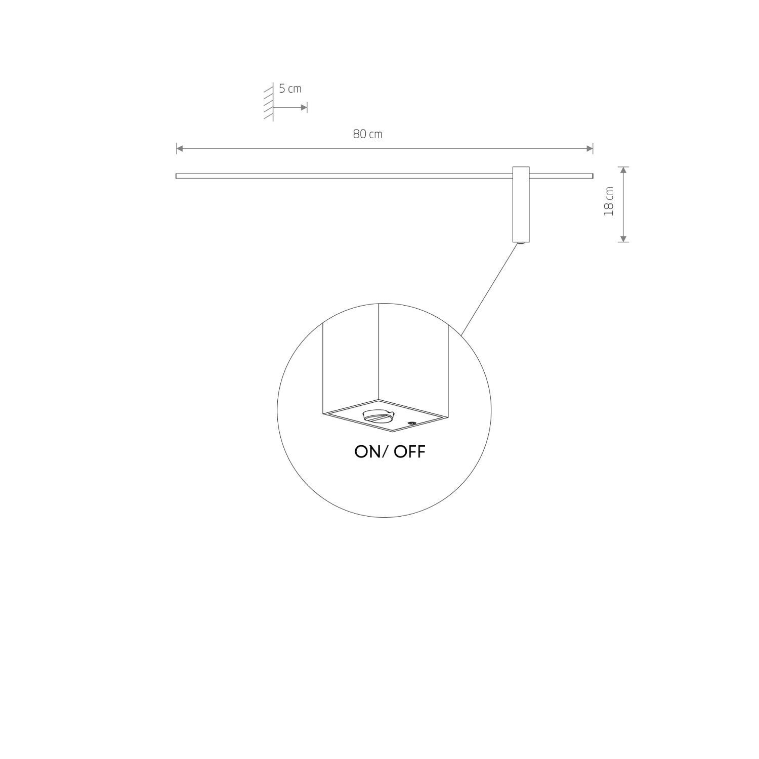 Applique LED noire 4000 K 80 cm de long indirecte