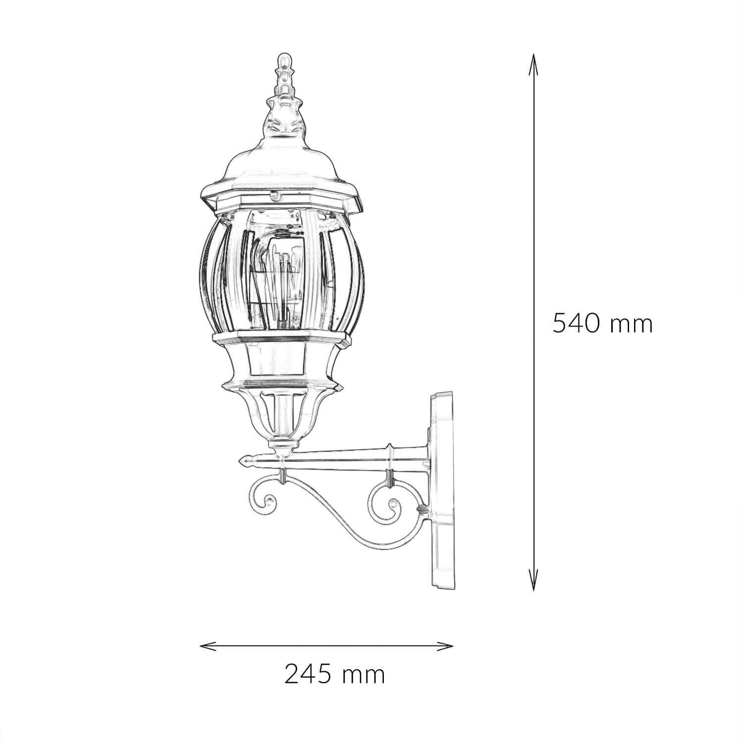 Außenleuchte Rustikal E27 Grau Glas Alu H: 54 cm IP23 Lampe