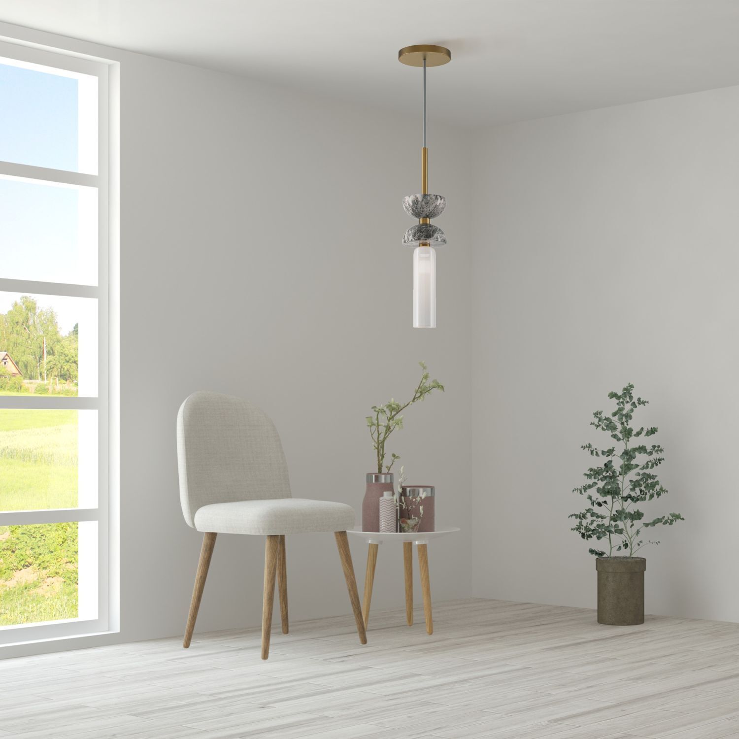 Lampe à suspendre verre métal G9 ronde D : 10 cm Moderne
