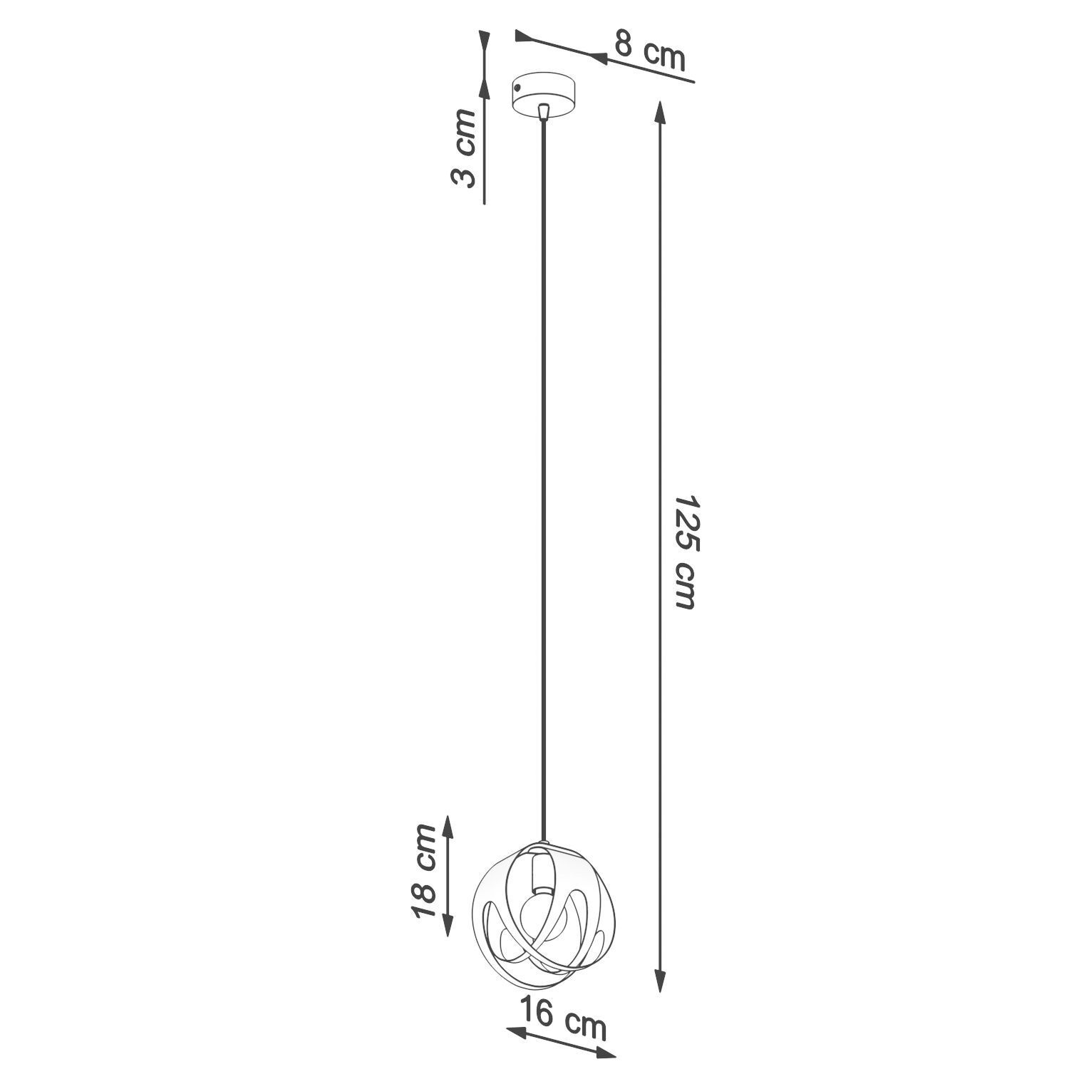 Lampe à suspendre Blanc Métal Ø 16 cm rond Boule E27