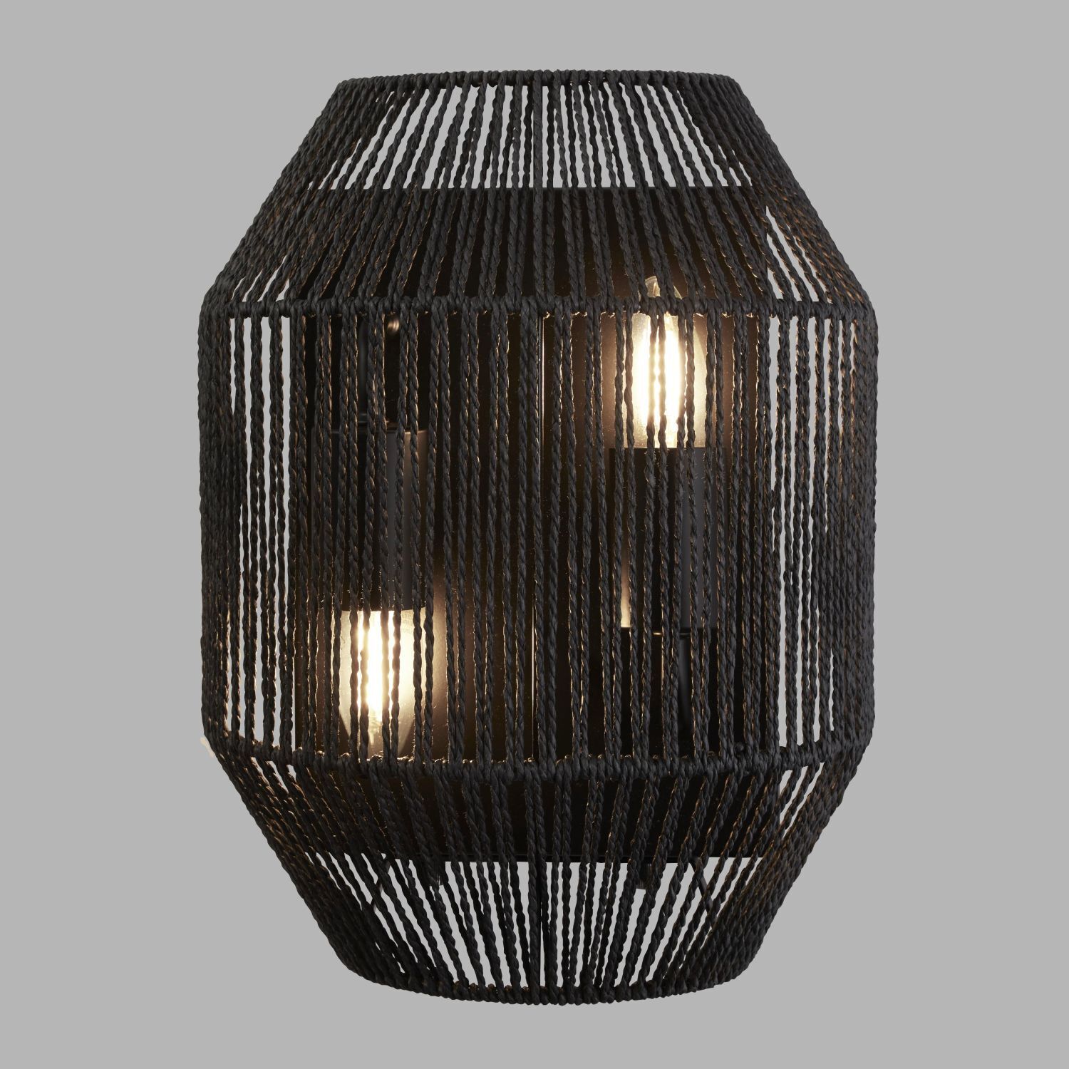 Applique noire 2 flammes E27 corde Abat-jour H : 30,5 cm
