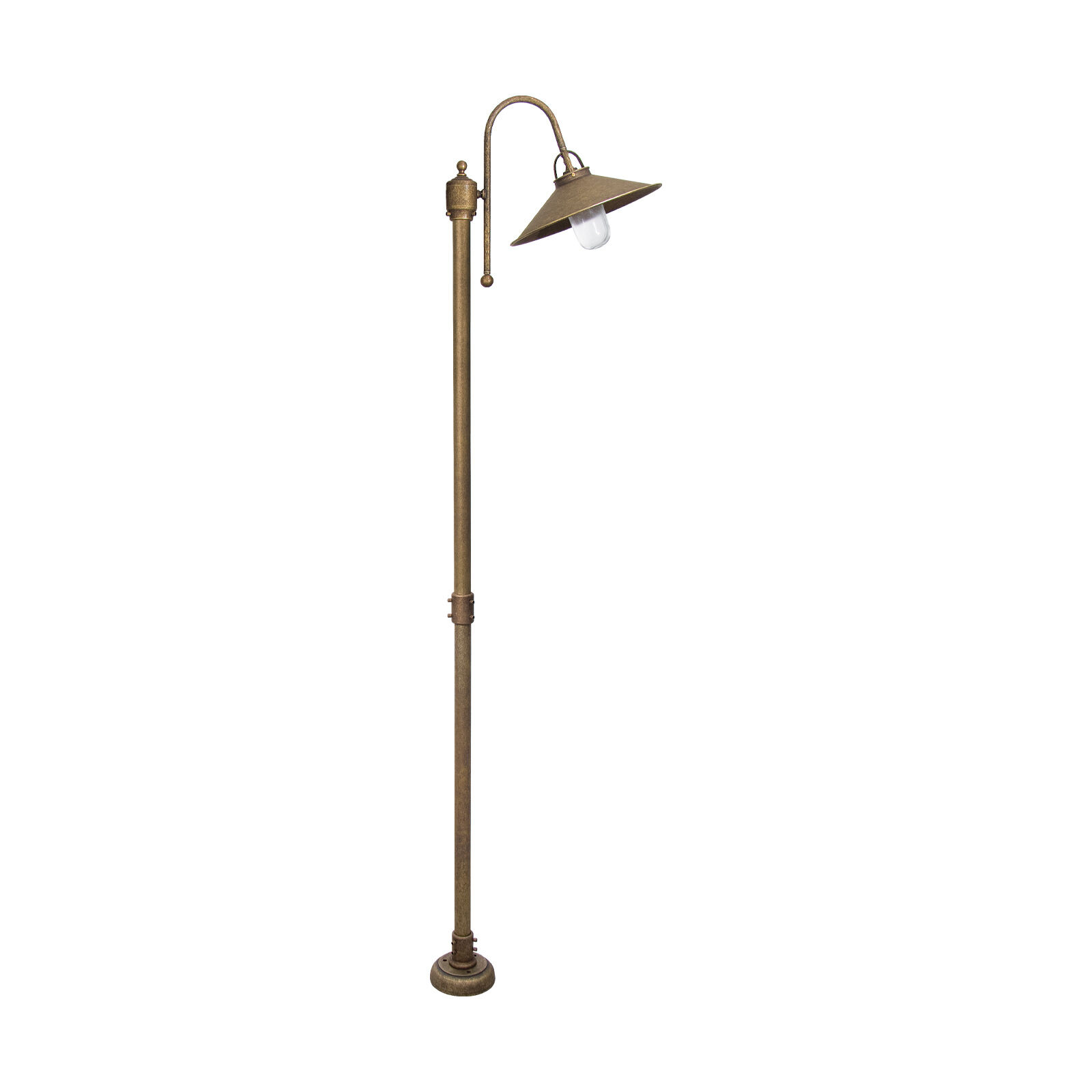 Lampe d'allée maritime laiton verre IP44 210 cm de haut E27