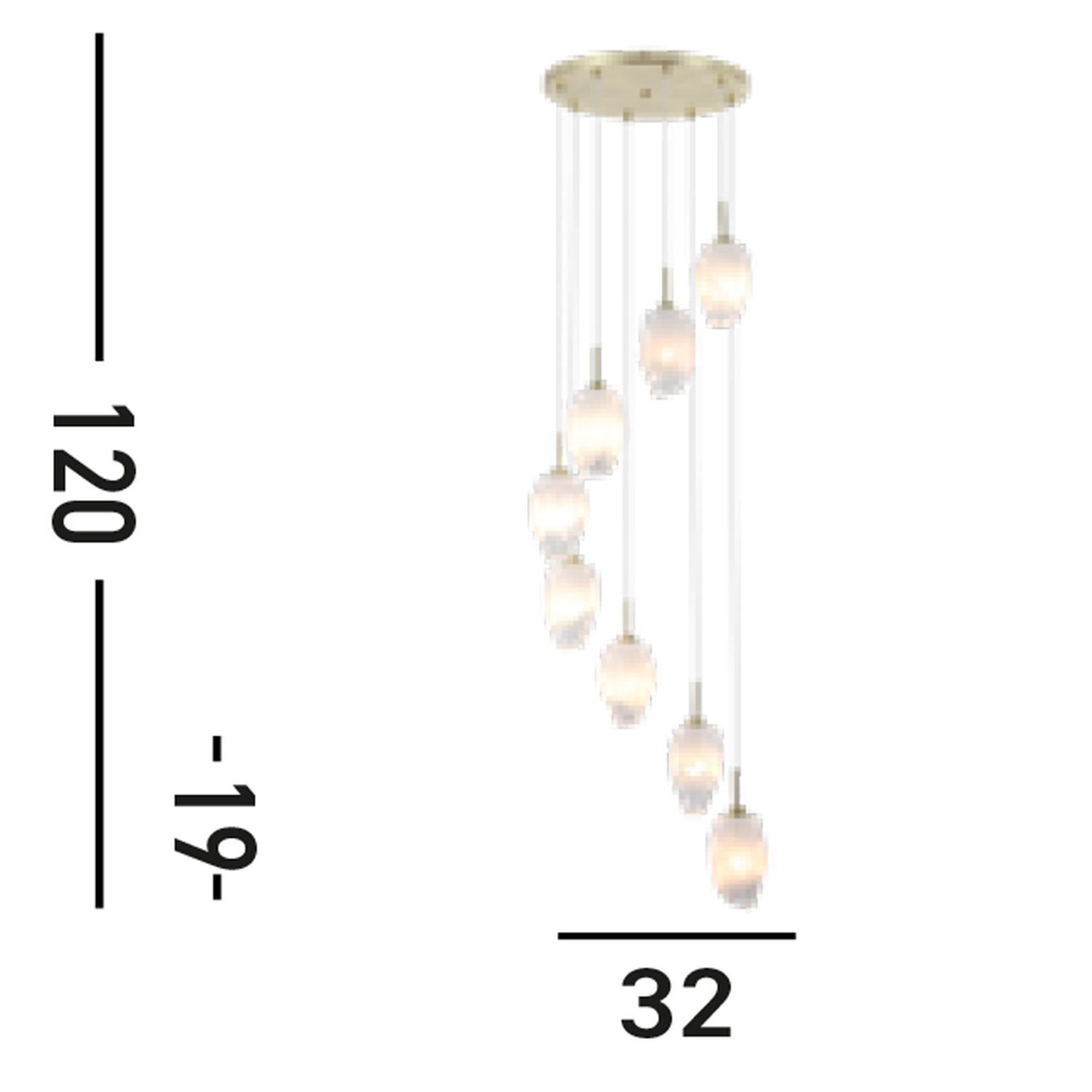 Lampe à suspendre ronde verre métal 8 flammes en laiton blanc