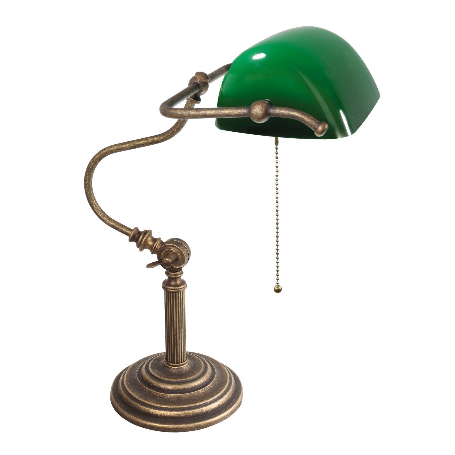 Premium Bankerlampe aus Messing in Antik Bronze Tischleuchte Lampe, Lampenschirm, Bronze, Tischlampe