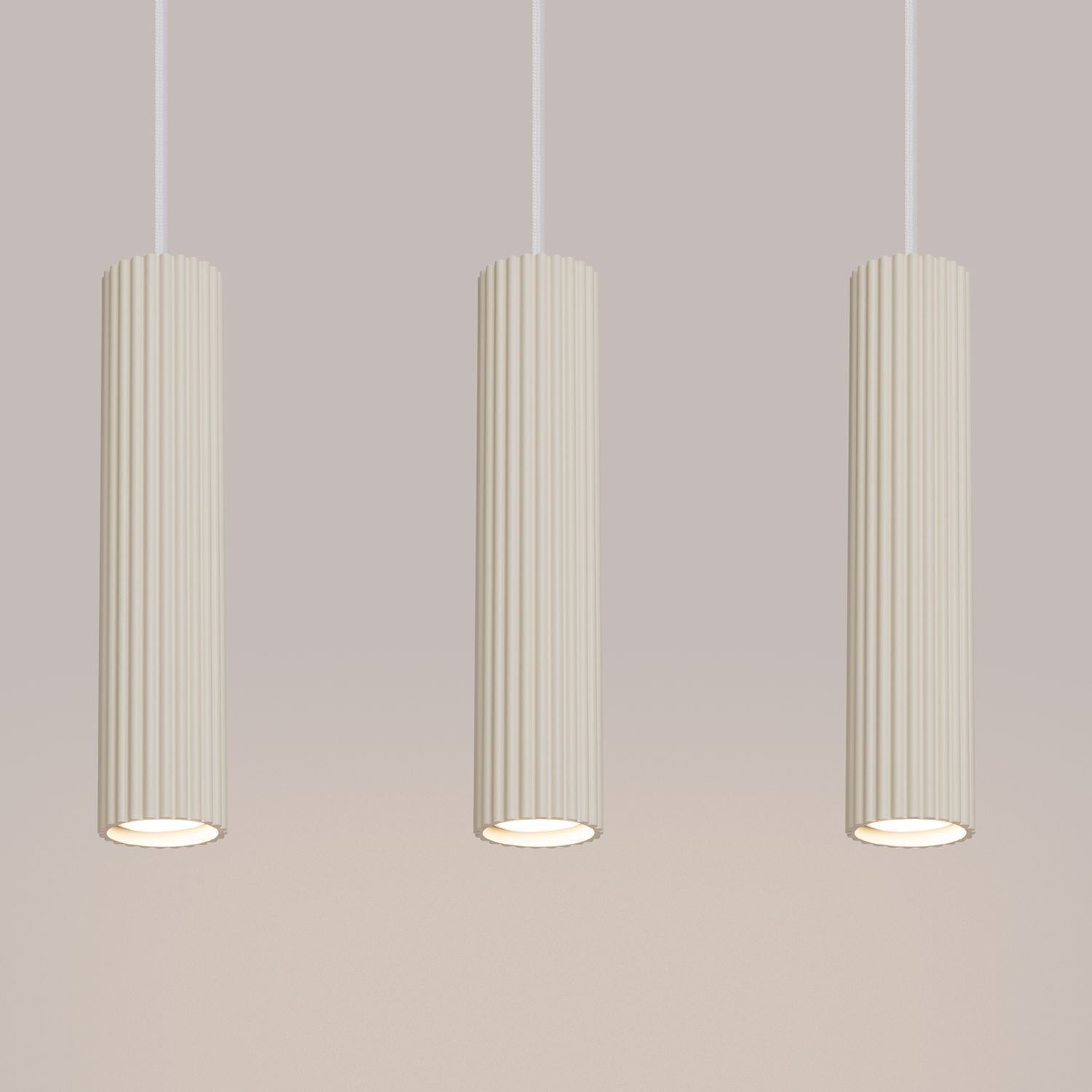Pendelleuchte 3-flammig GU10 B: 45 cm in Creme Modern Lampe, Kronleuchter
