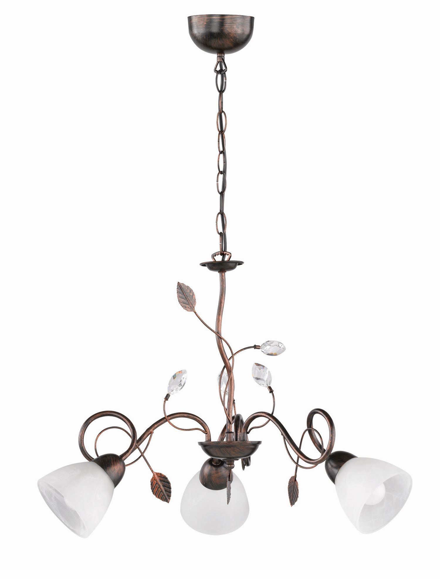 Florale Pendelleuchte Metall Glas B:70 cm Rost Antik Leuchter, Lampe, Leuchte