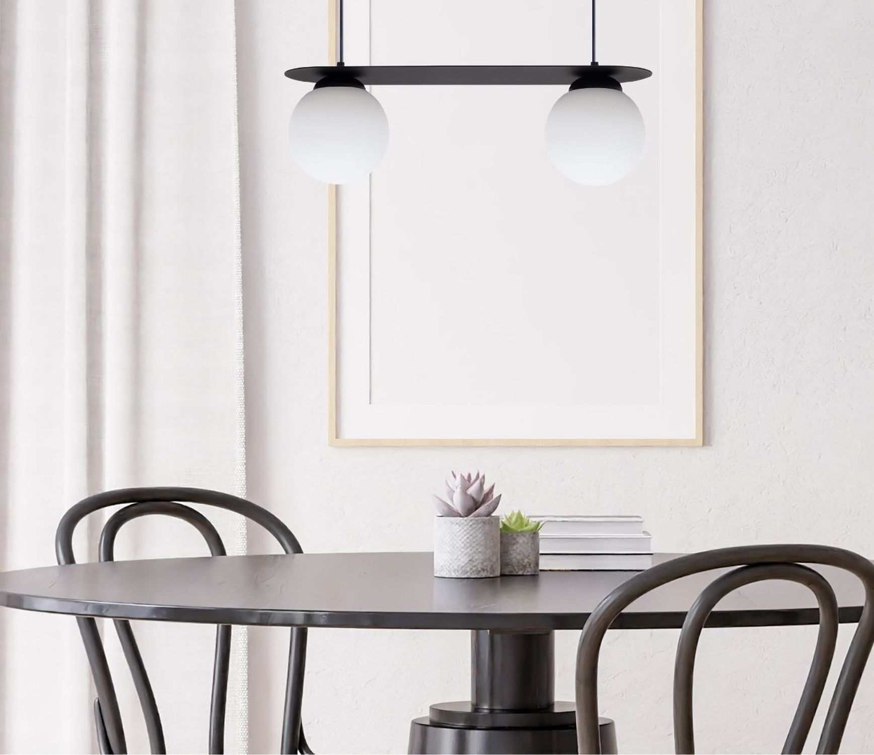 Blendarme Pendelleuchte Glaskugeln E27 2-flmg Schwarz Tabelle, Tischplatte, Esstisch, Lampe, Esszimmer