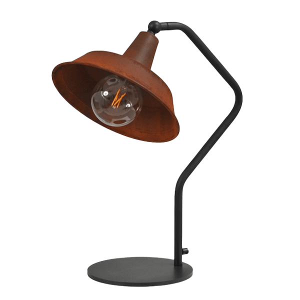 Tischlampe, Industriestil, Metall, Schwarz, Glühbirne